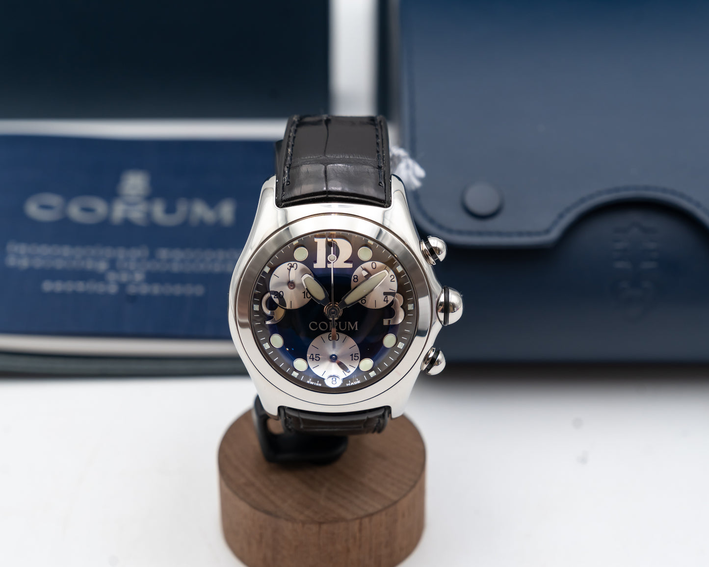 UNWORN Corum Bubble 45mm 396.250.20 Black Chronograph Black Strap