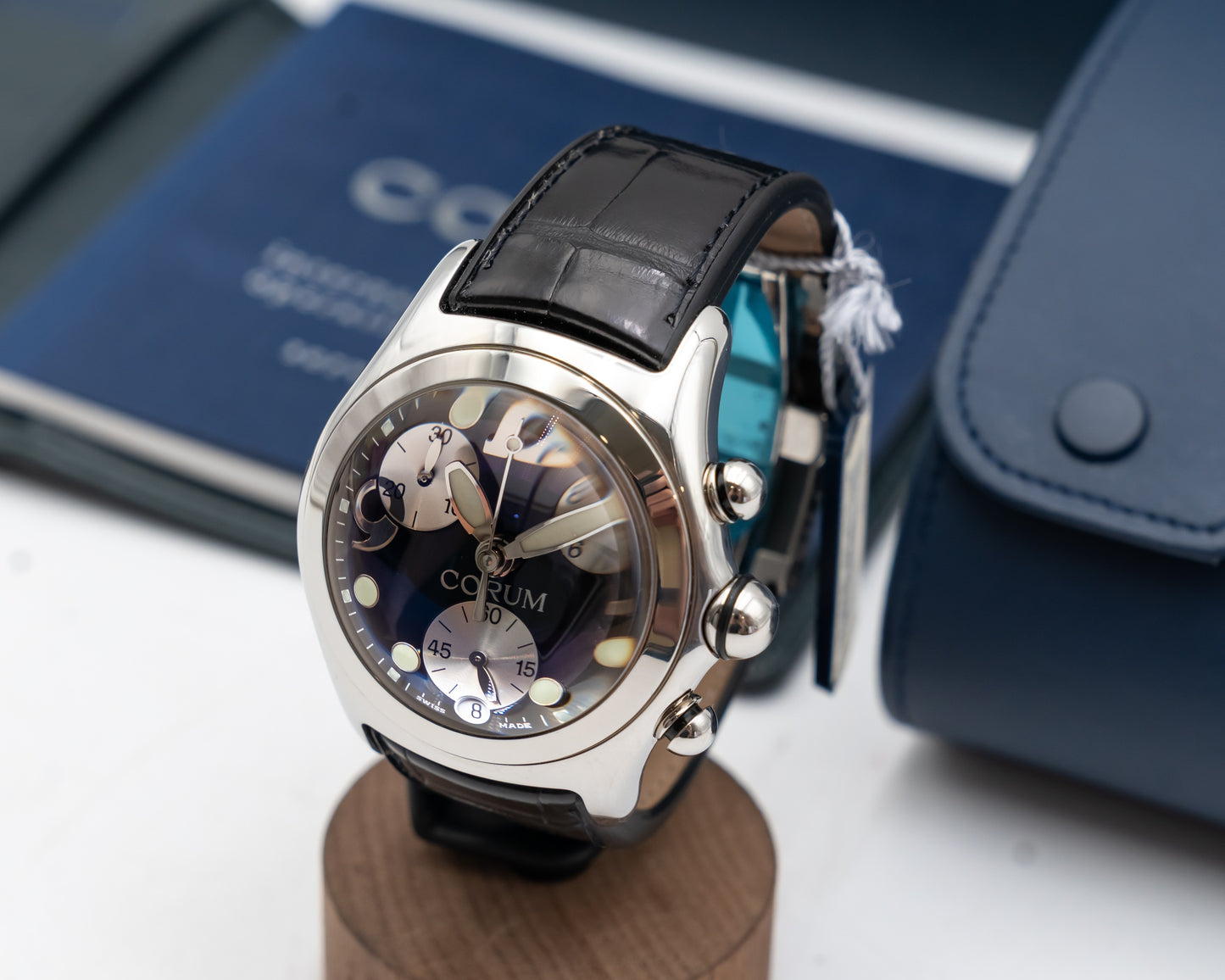 UNWORN Corum Bubble 45mm 396.250.20 Black Chronograph Black Strap