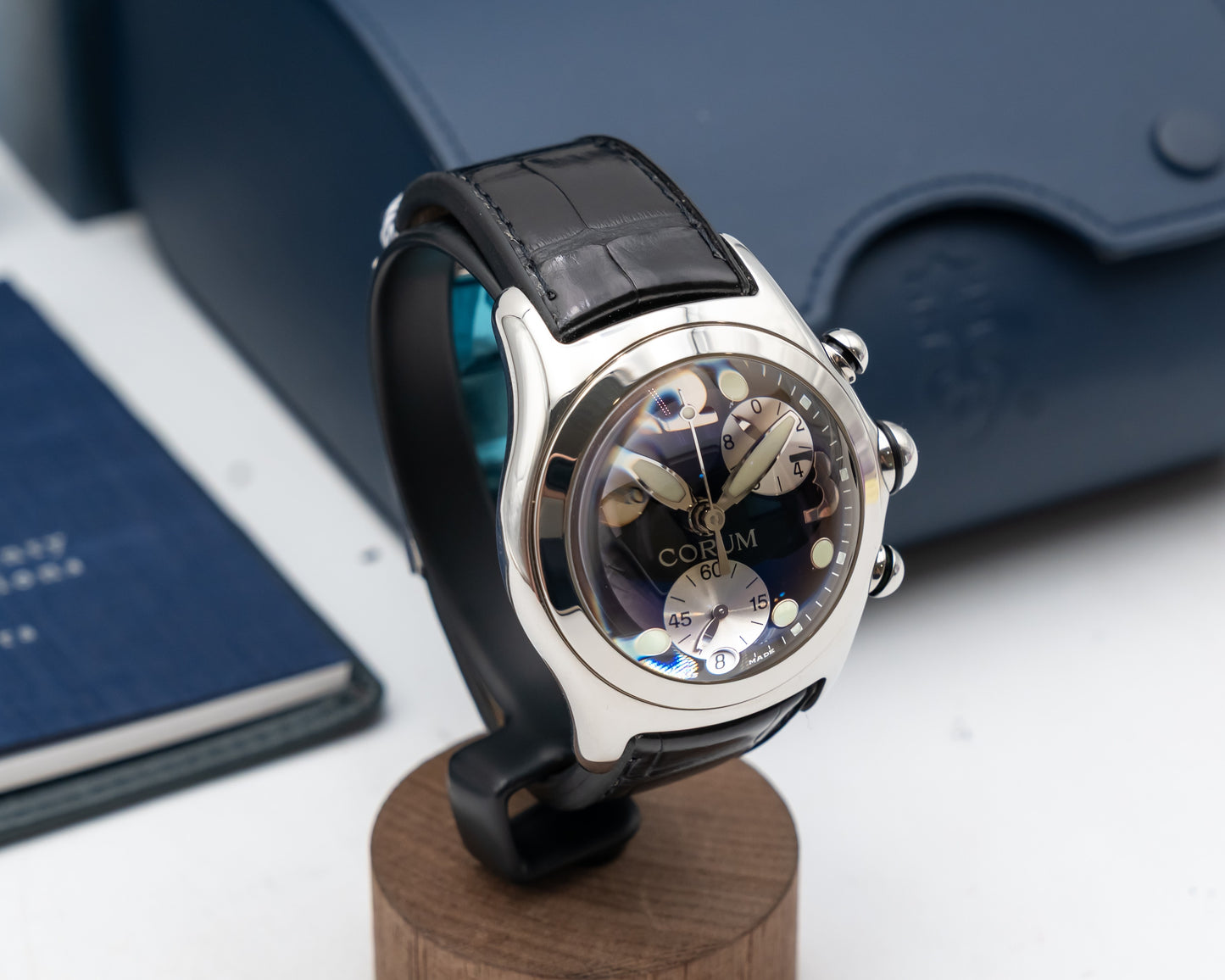 UNWORN Corum Bubble 45mm 396.250.20 Black Chronograph Black Strap