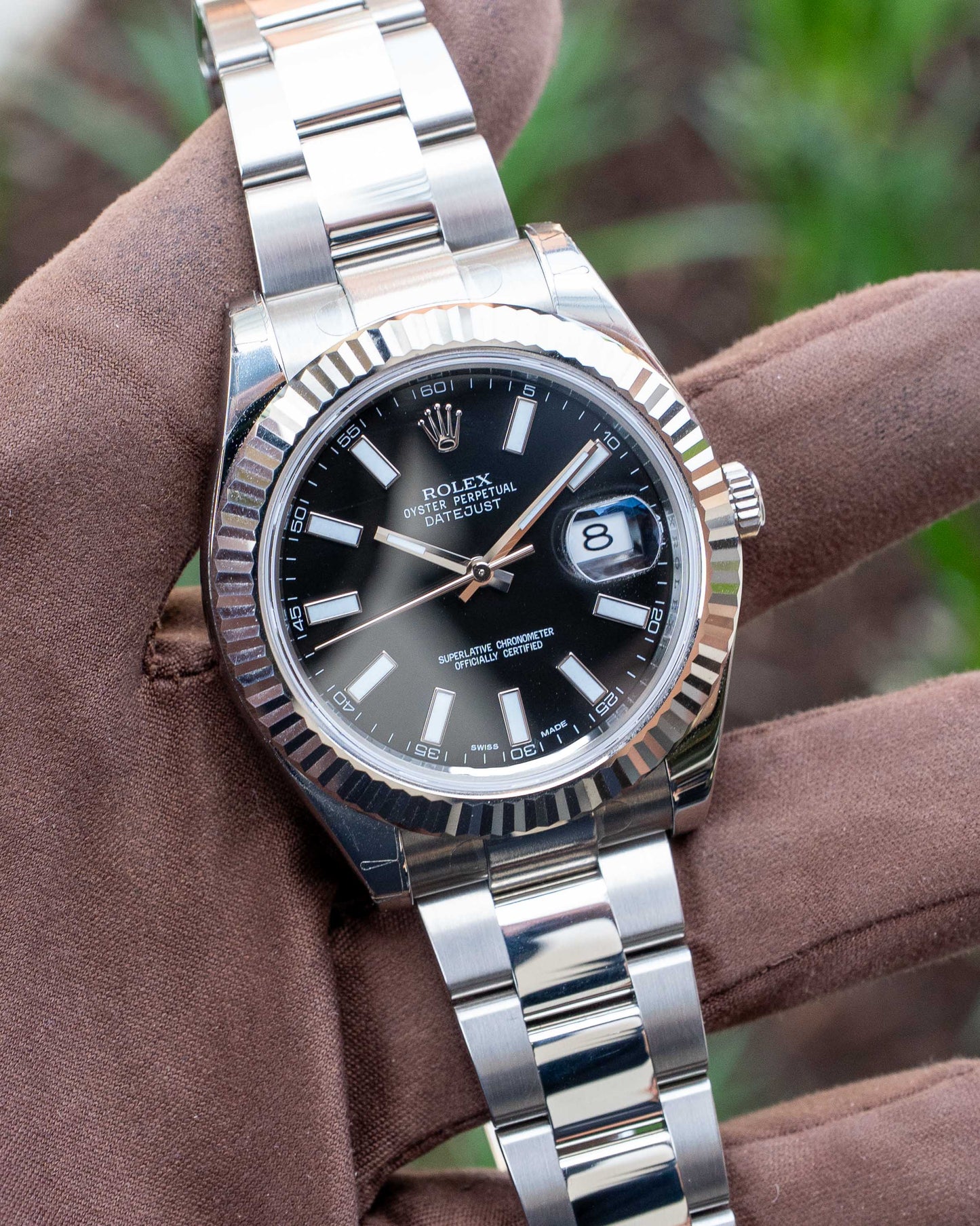 UNWORN WITH STICKERS 2010 Rolex Datejust II 41mm 116334 Black Dial Fluted Oyster