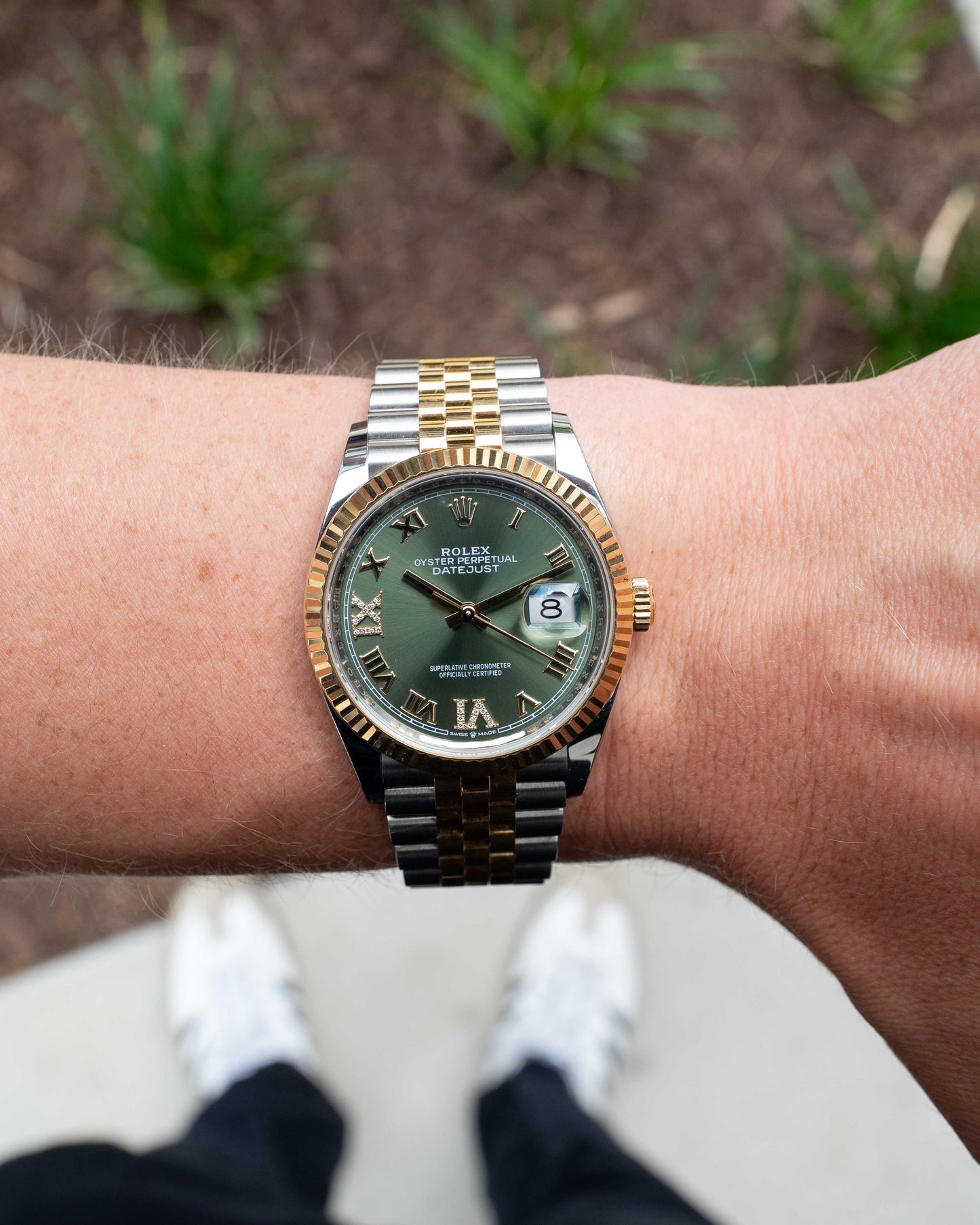 Rolex Datejust 36mm 126233 Two Tone Yellow Gold Green Diamond Dial Jubilee 2020