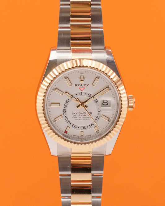 Rolex Skydweller 42mm 326933 Two Tone Yellow Gold White Dial 2021