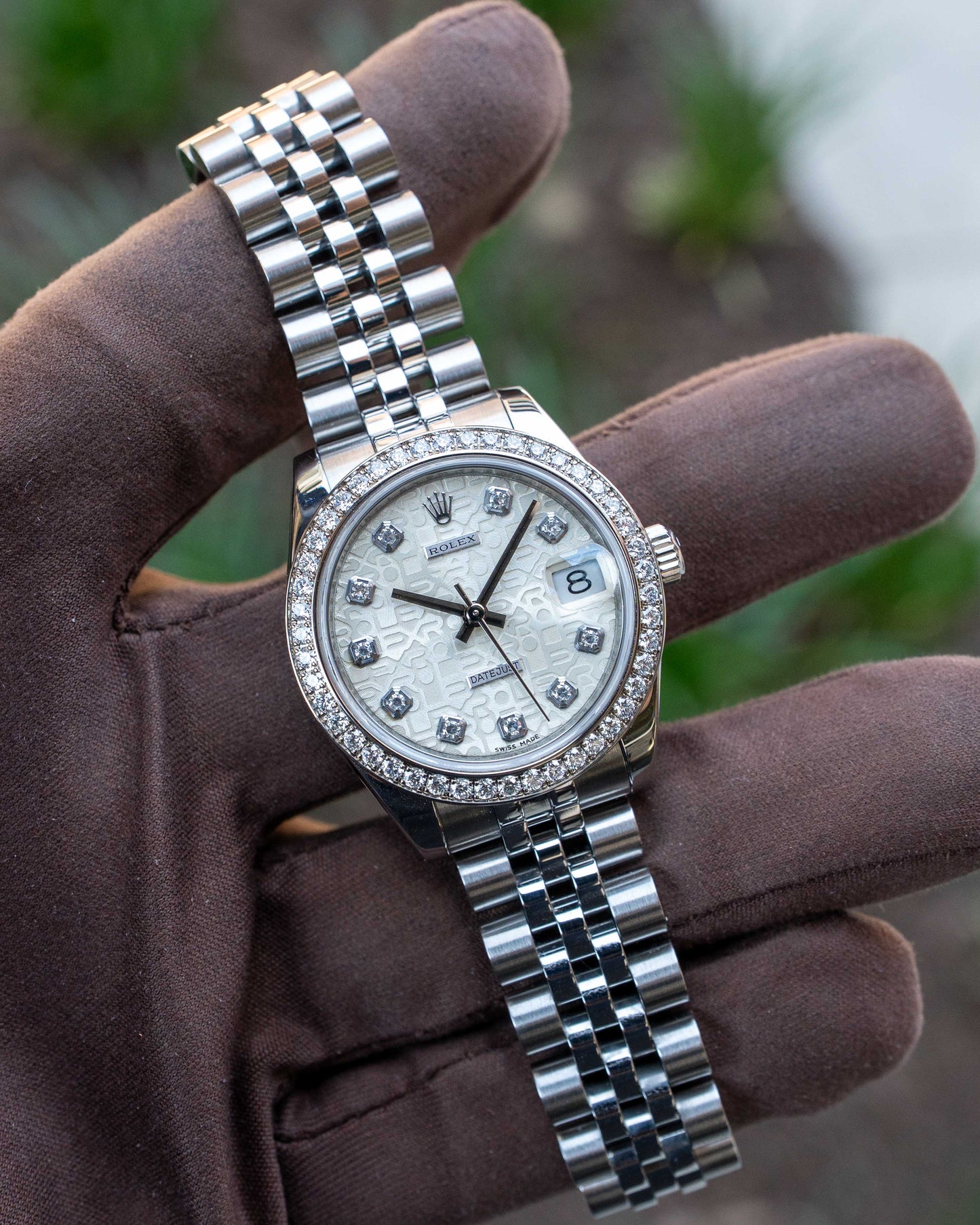 Rolex Datejust 31mm 178384 White Motif Diamond Dial Diamond Bezel