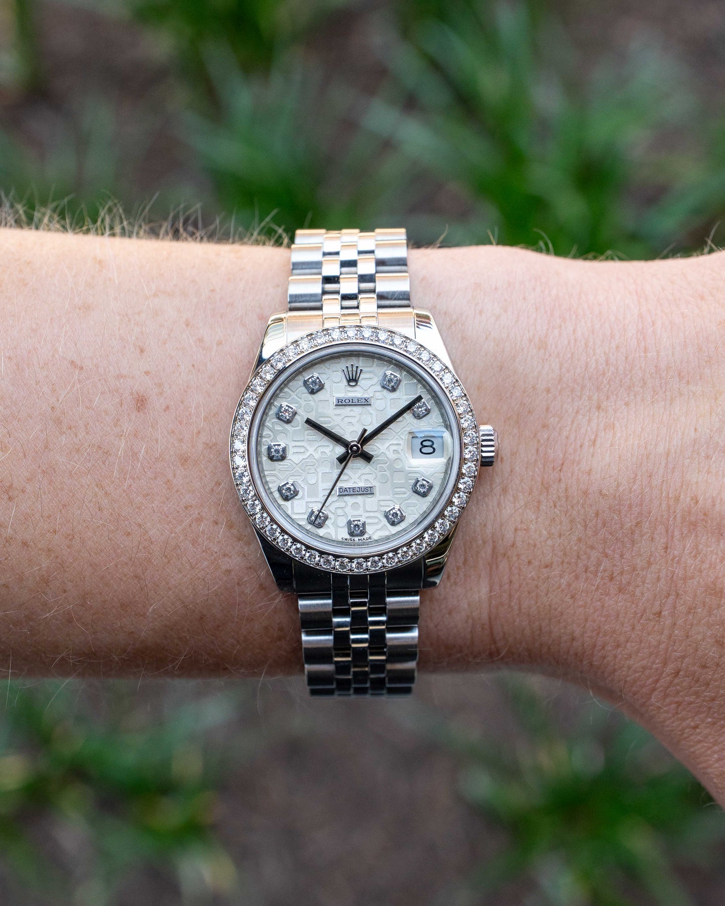 Rolex Datejust 31mm 178384 White Motif Diamond Dial Diamond Bezel