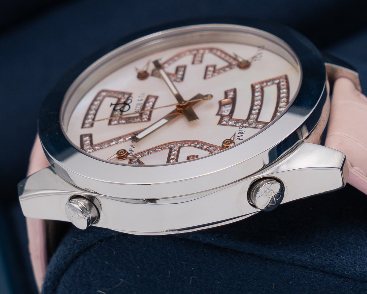 Jacob & Co 47mm Five Time Zone Mother of Pearl on Pink Strap