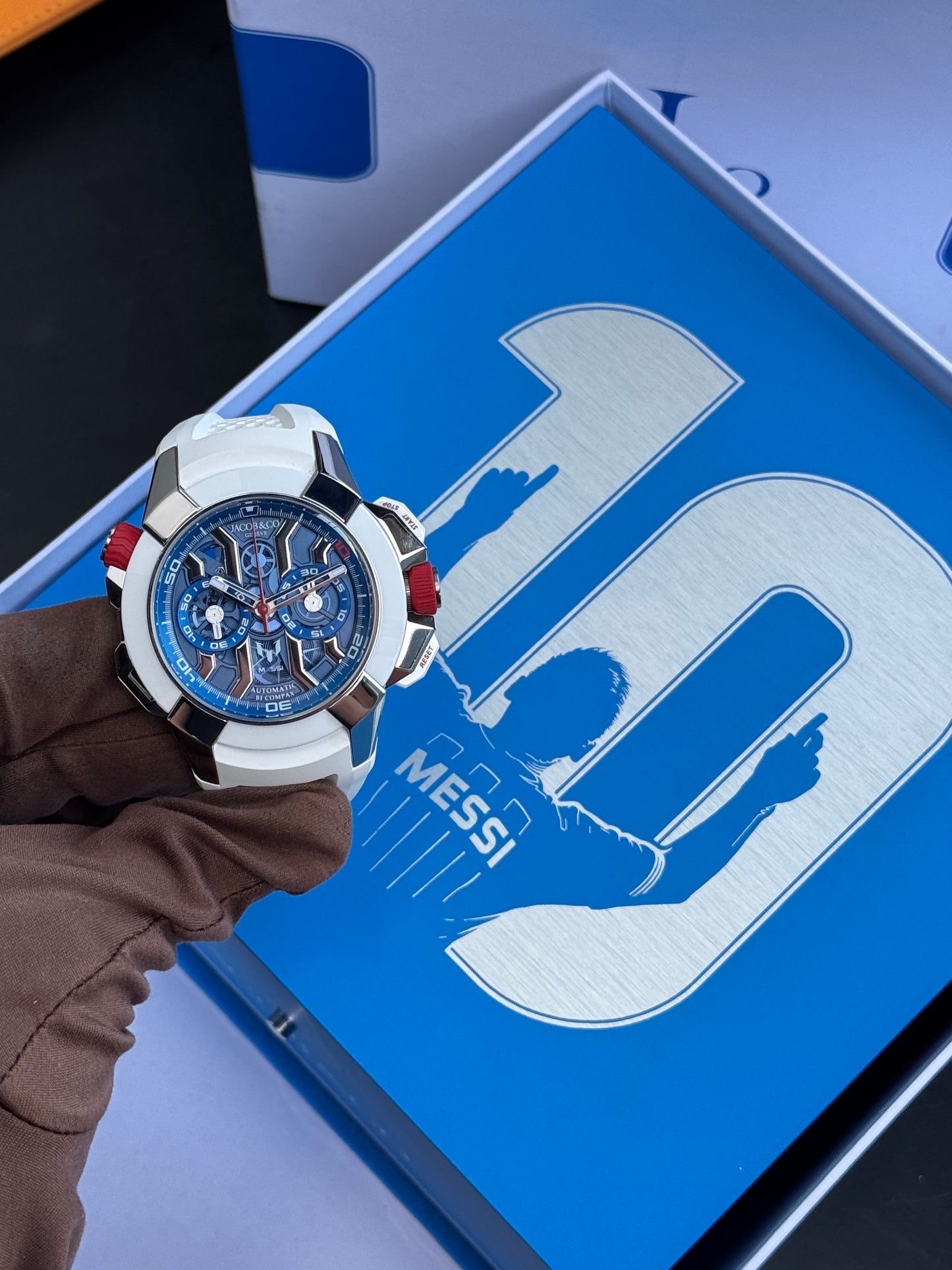 Jacob & Co Epic x Chrono Messi 47mm EC313.20 Titanium White