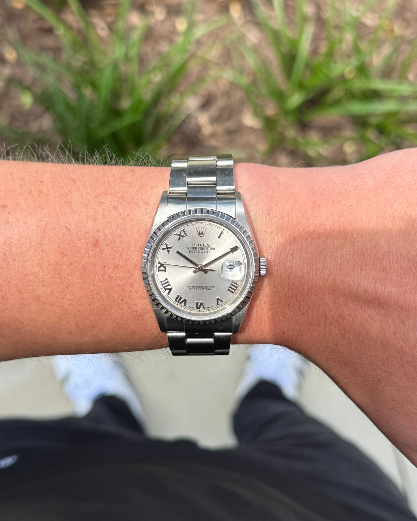Rolex Datejust 36mm 16234 Silver Roman Dial Fluted Oyster