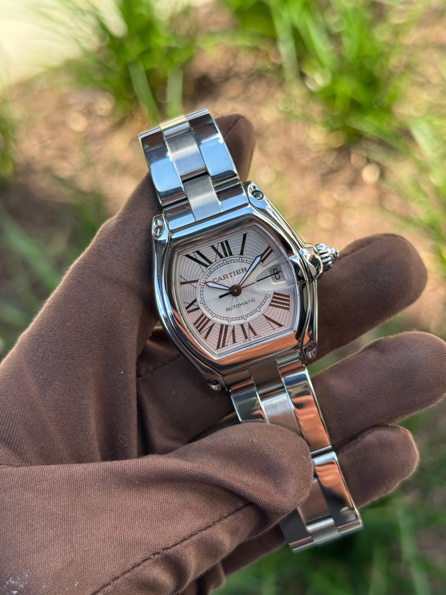 Cartier Roadster 38mm W62000V3 Stainless Steel Silver Dial [$5,800 RETAIL]