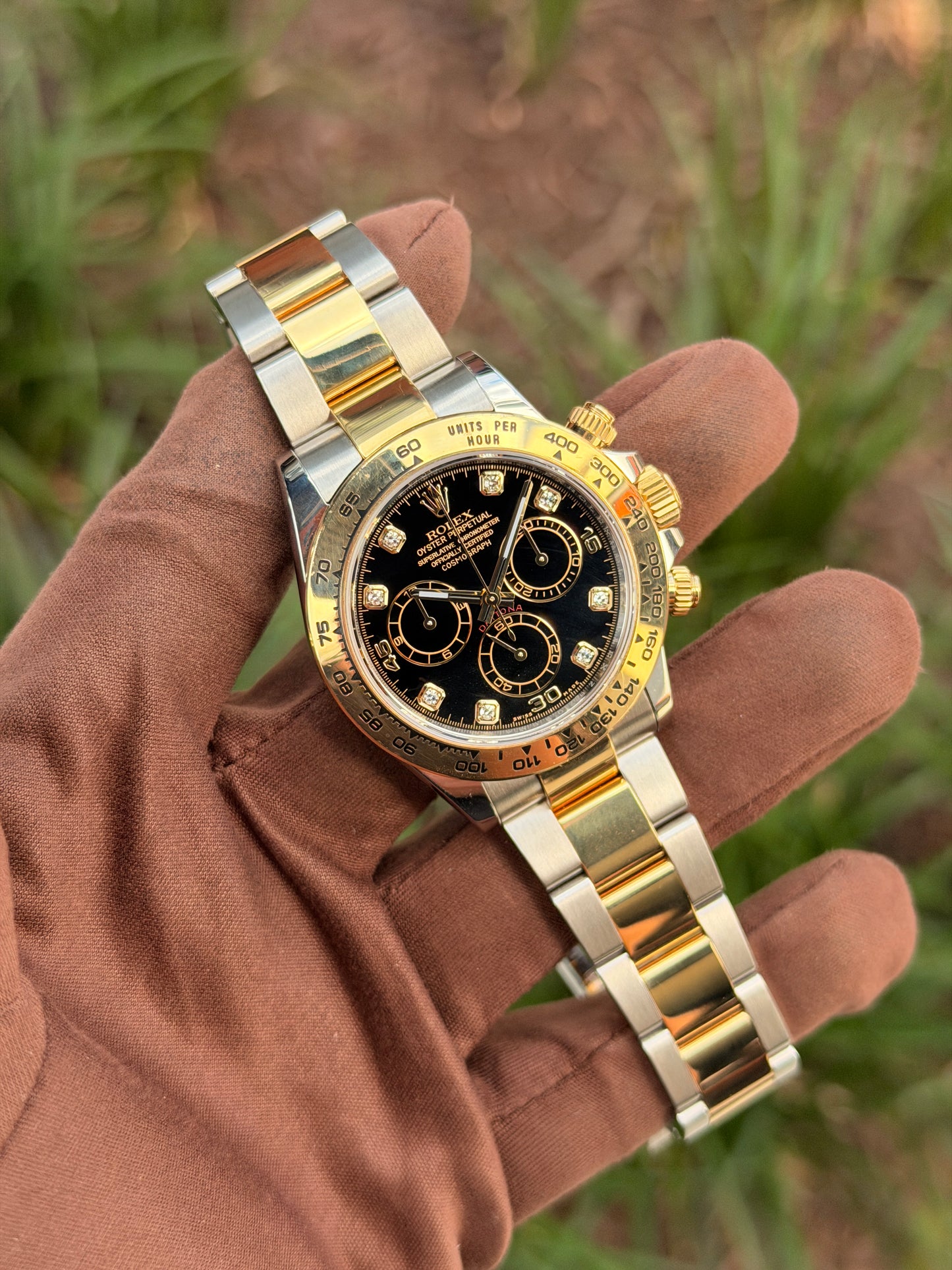 Rolex Daytona 40mm 116503 Two Tone Yellow Gold Black Diamond Dial 2021