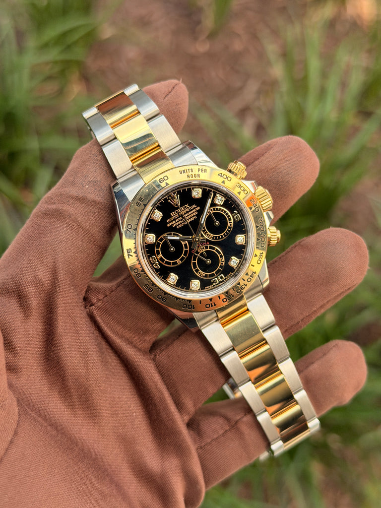 Rolex Daytona 40mm 116503 Two Tone Yellow Gold Black Diamond Dial 2021