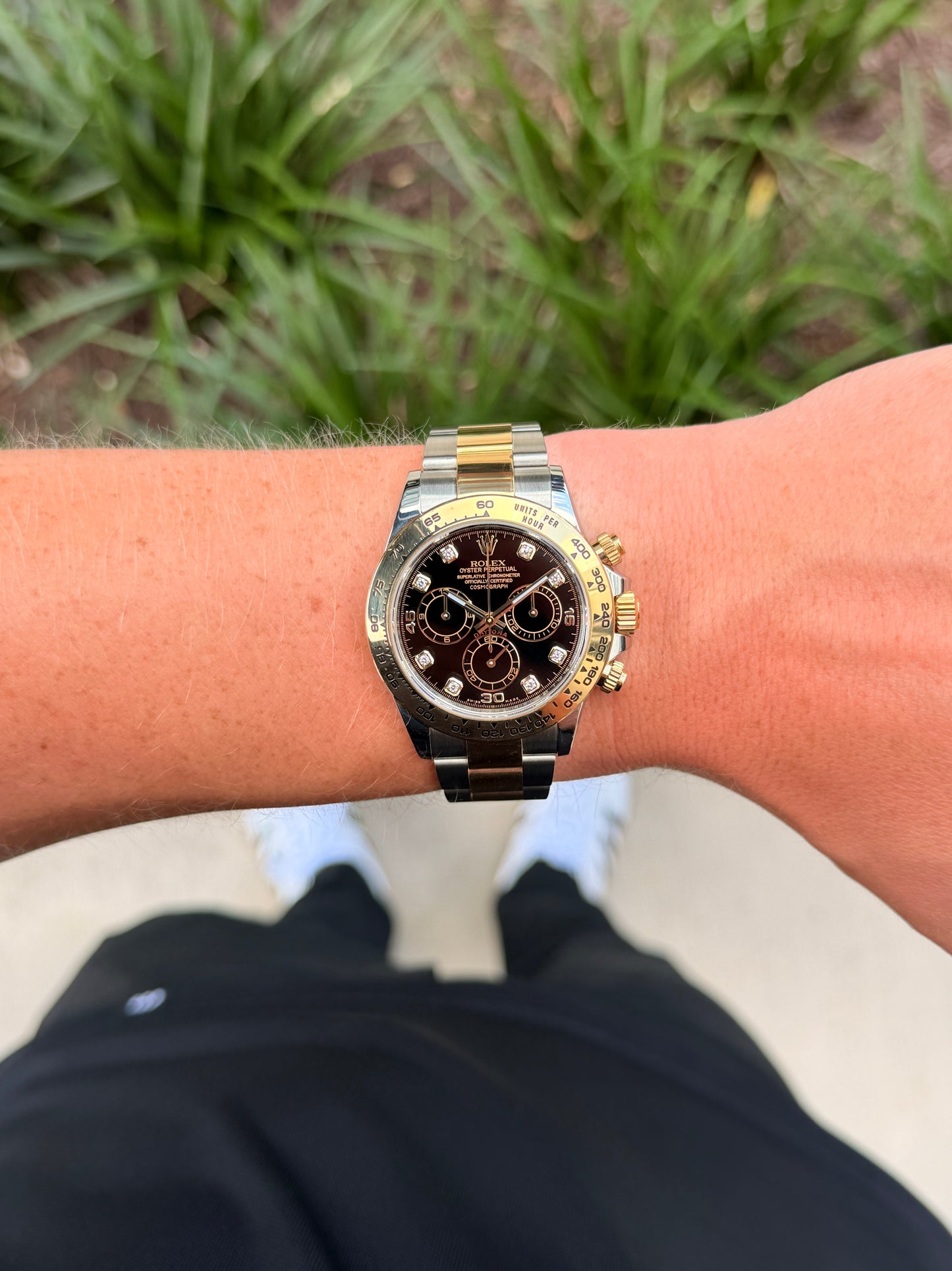 Rolex Daytona 40mm 116503 Two Tone Yellow Gold Black Diamond Dial 2021
