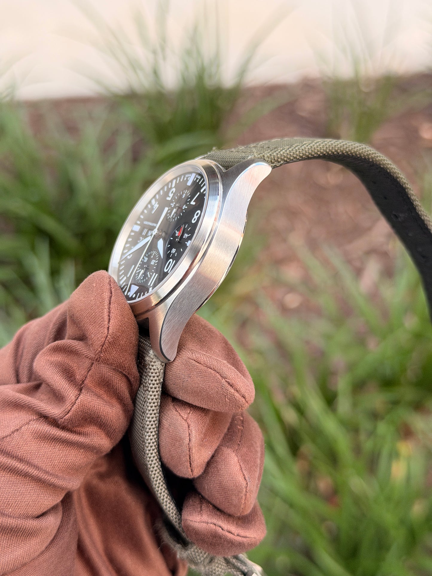 IWC Pilot's Watch IW371704 Chronograph On Green Strap
