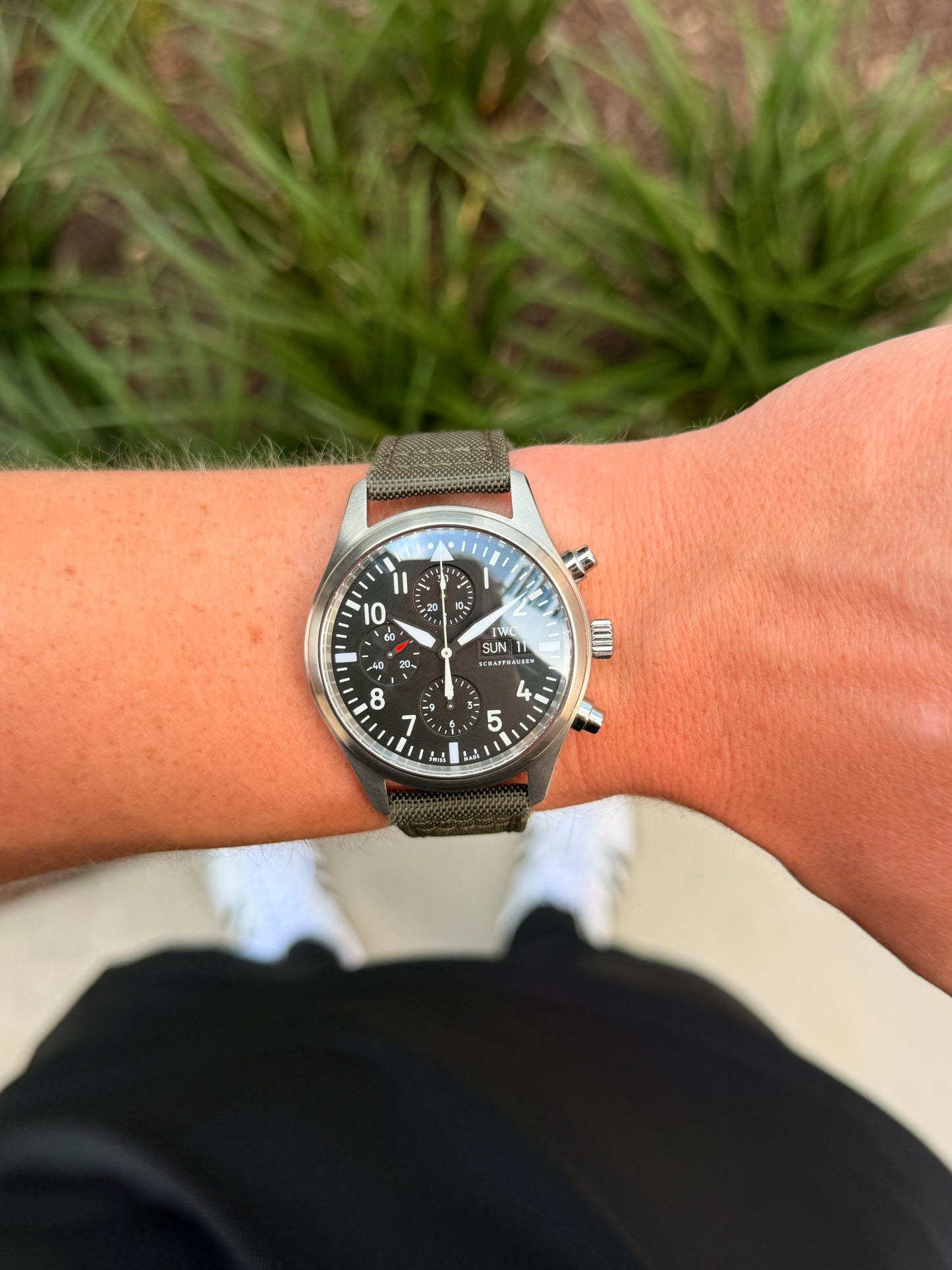 IWC Pilot's Watch IW371704 Chronograph On Green Strap