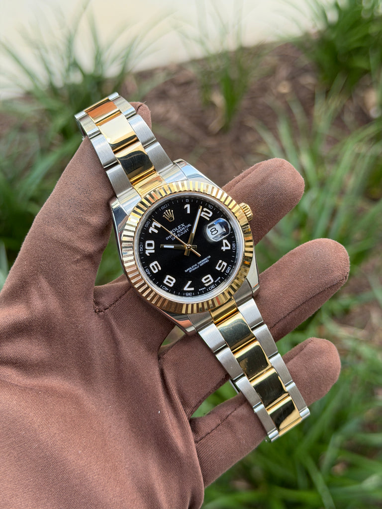 Rolex Datejust II 41mm 116333 Two Tone Yellow Gold Black Arabic Dial 2011