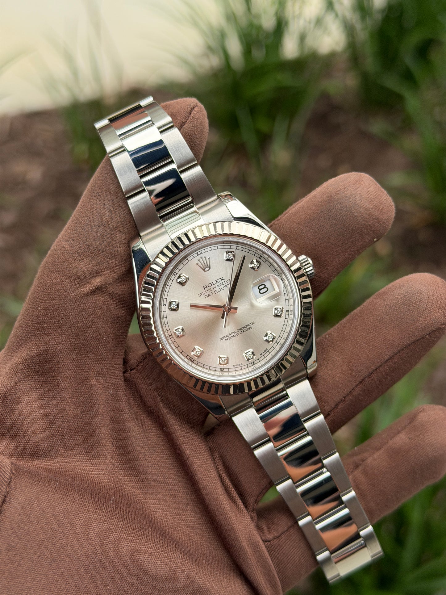 Rolex Datejust II 41mm 116334 Silver Diamond Dial 2014