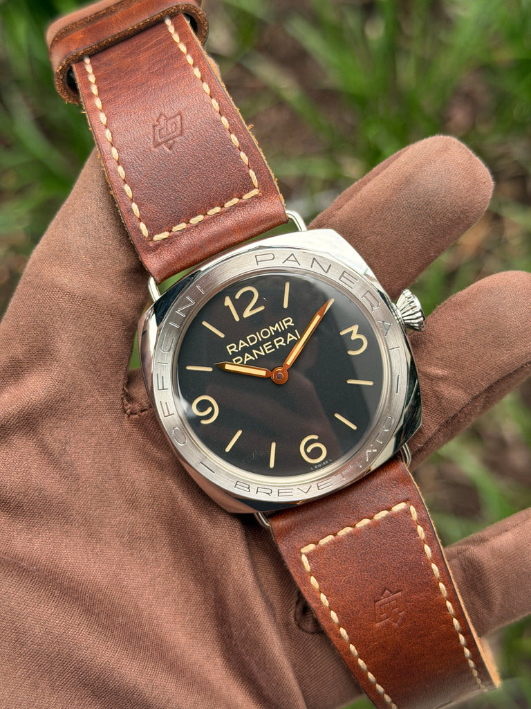 Panerai Radiomir 3 Days Acciaio Brevettato 47mm pam00685 Black Dial Brown Strap 2018