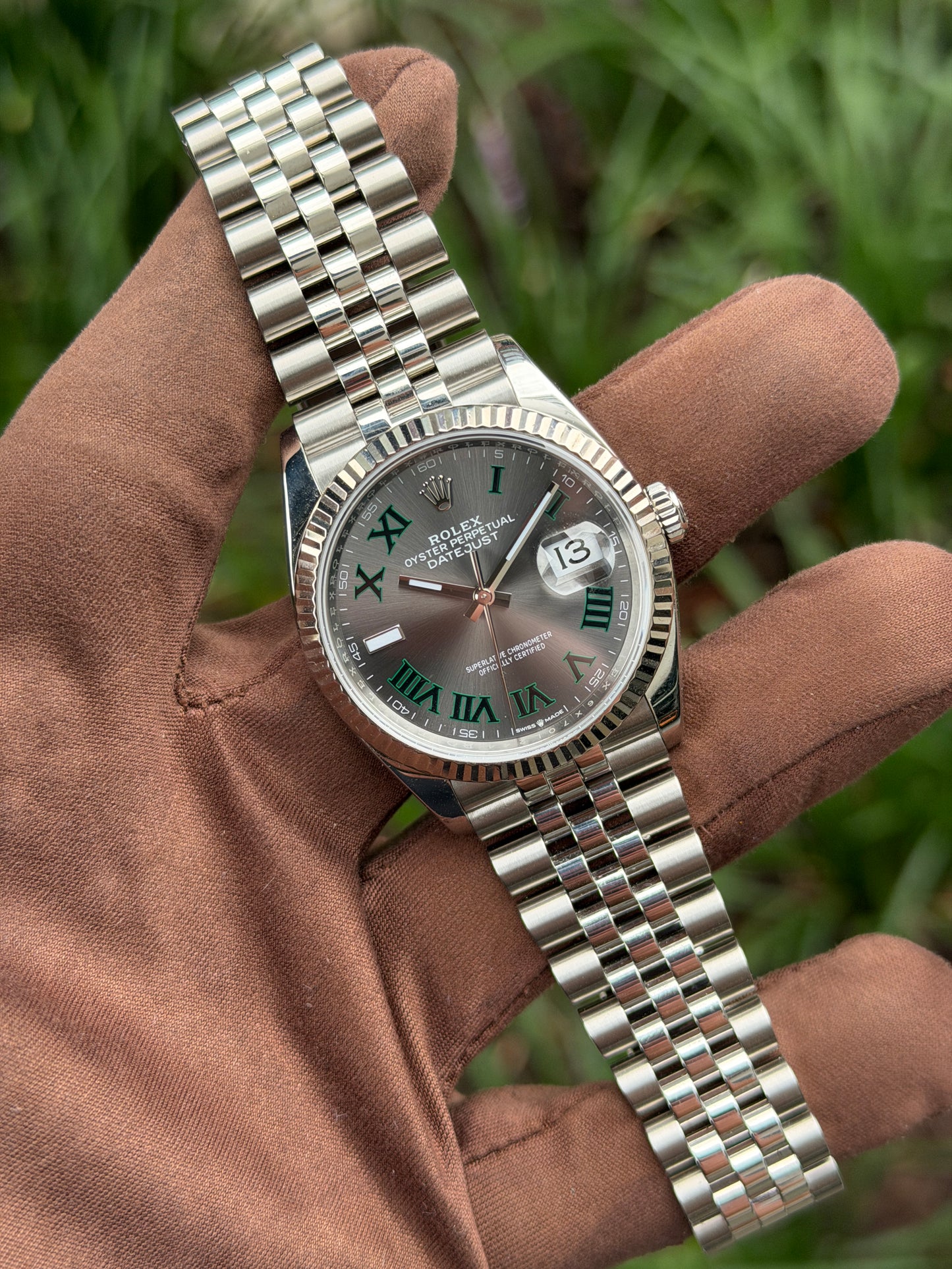 Rolex Datejust 126234 36mm Wimbledon Fluted Jubille 2023