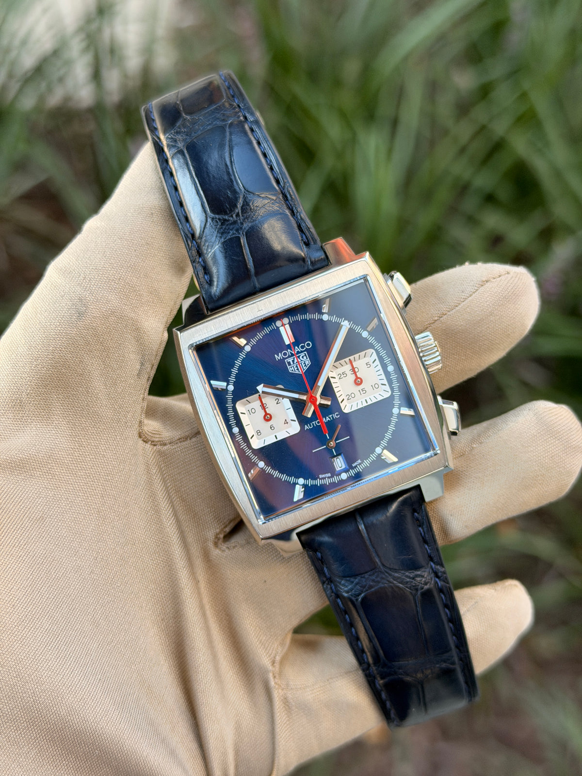 Tag Huer Monaco 39mm cbl2111-0 Blue Dial Blue Alligator Strap