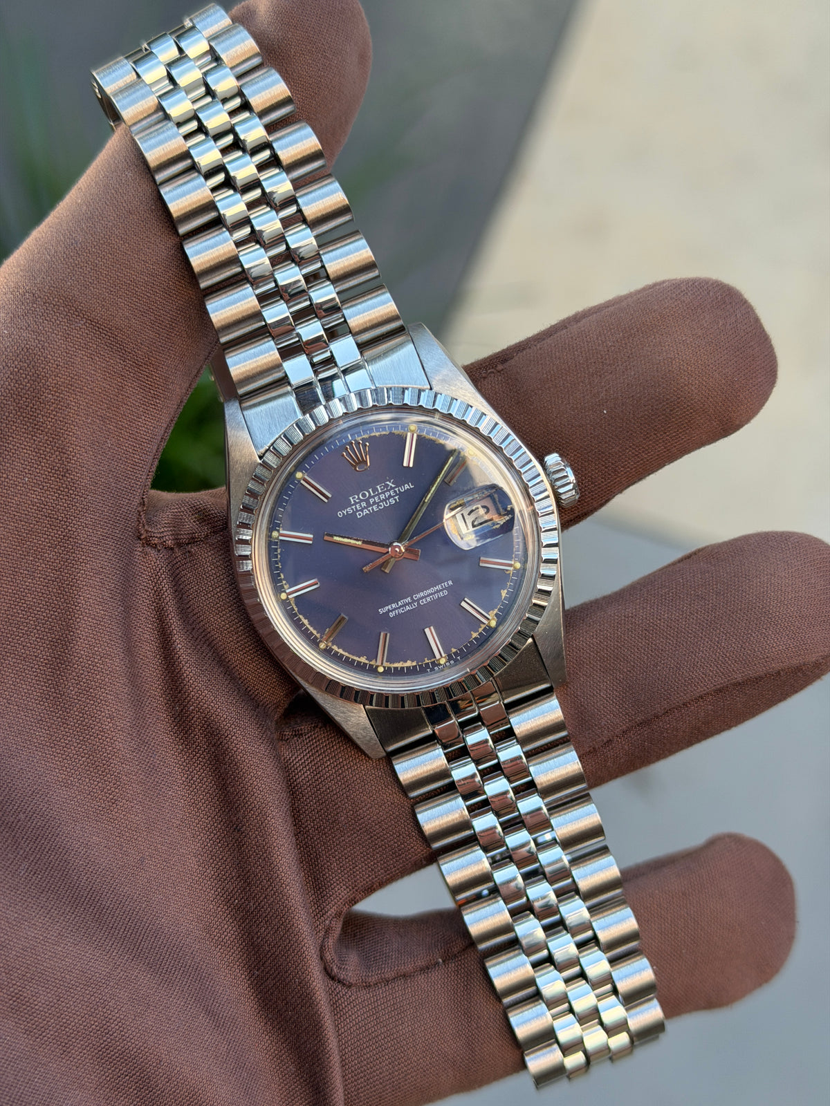 Rolex Datejust 36mm 1603 Blue and Green Dial in Jubilee