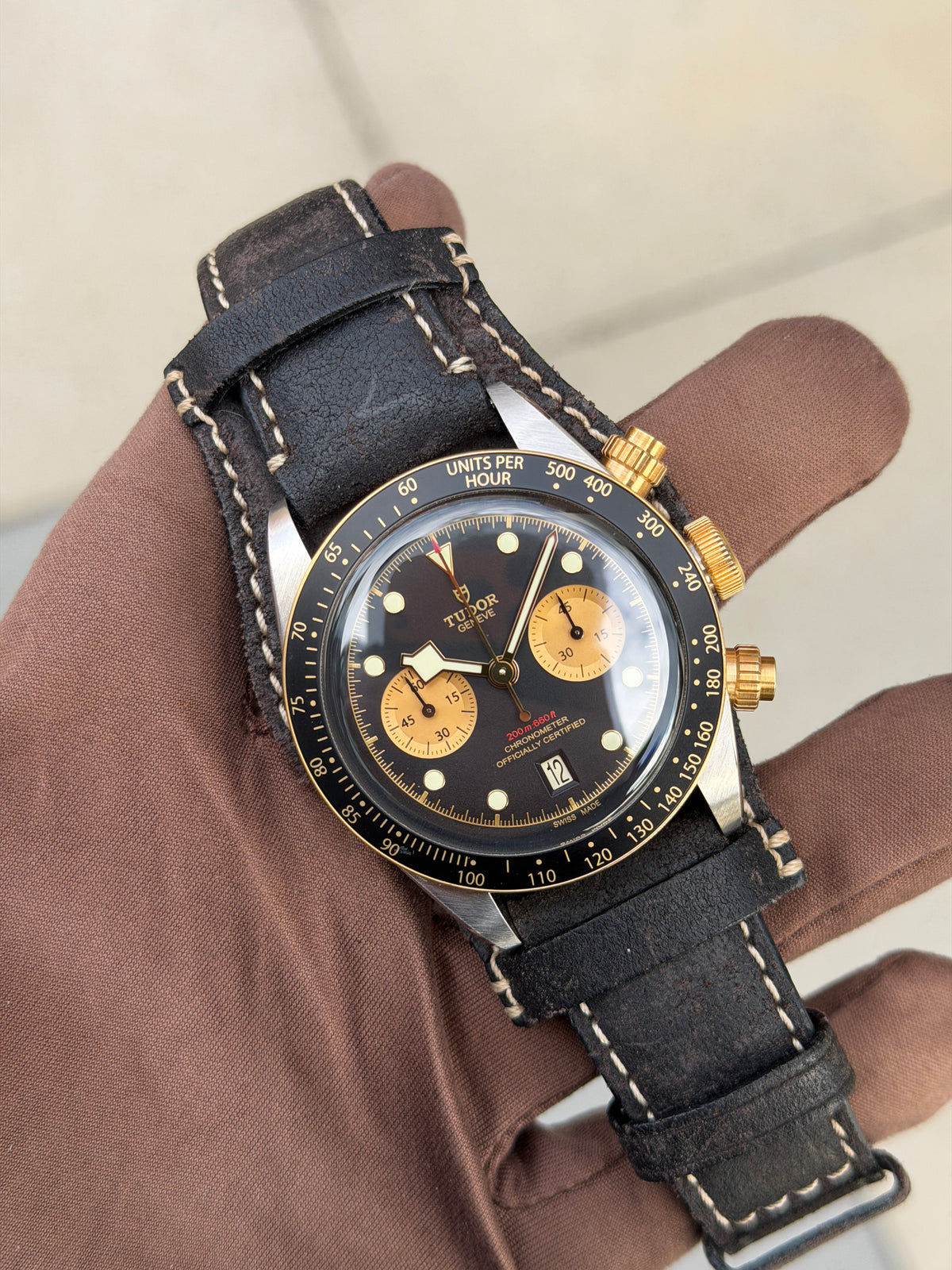 Tudor BLACK BAY 41mm  79363N-0002 CHRONO S&G On Leather Strap