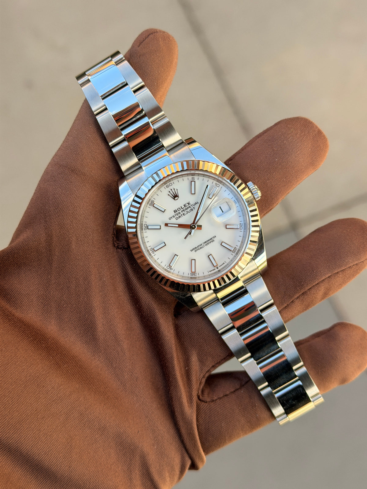 Rolex Datejust 41mm 126334 White Stick Dial Fluted Oyster 2021