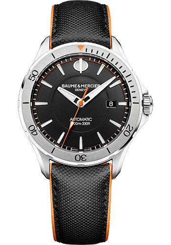 Baume & Mercier Clifton Club Automatic Watch - Date Display - 42 mm Steel Case - Black Dial