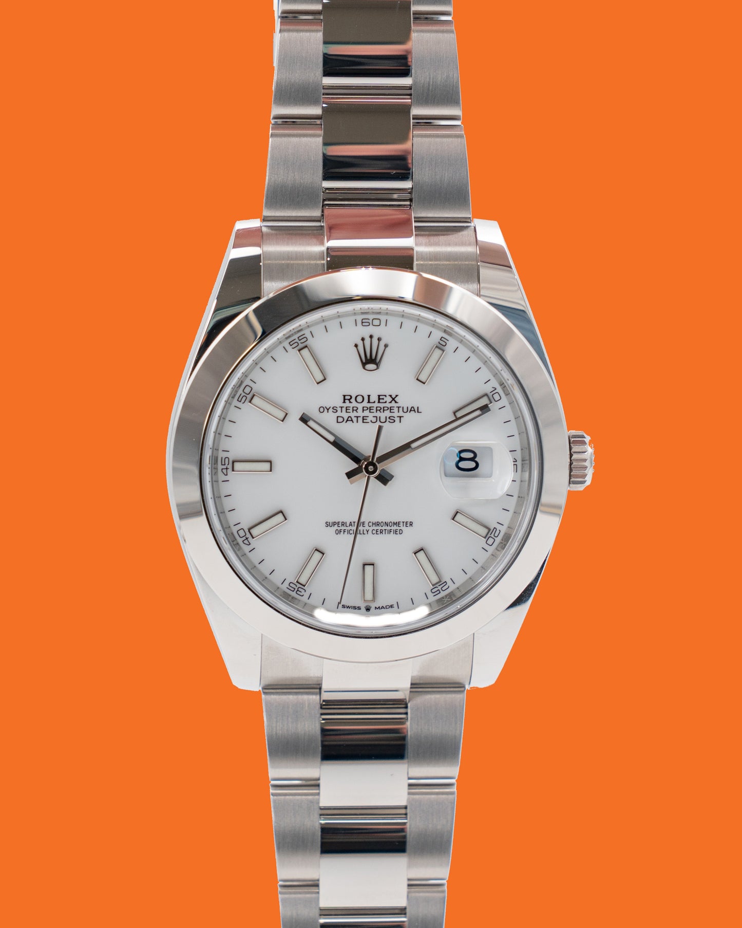 Rolex Datejust 41mm 126300 White Index Smooth on Oyster 2026