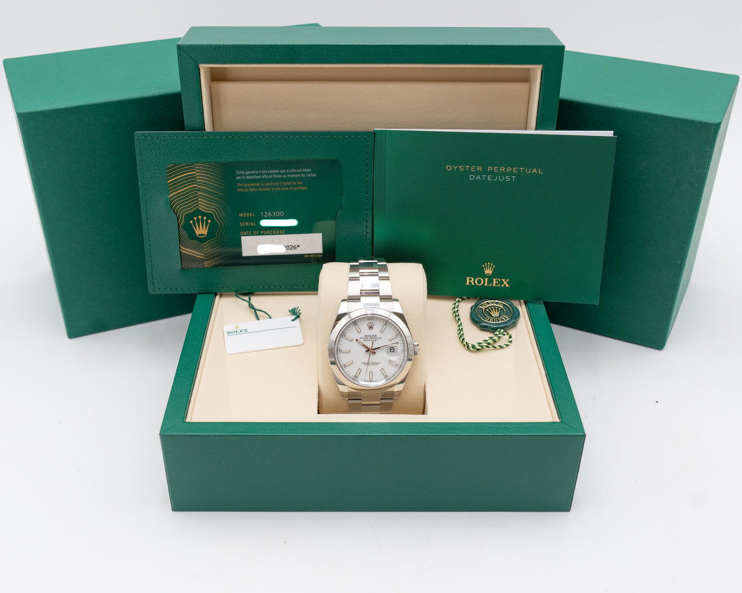 Rolex Datejust 41mm 126300 White Index Smooth on Oyster 2026