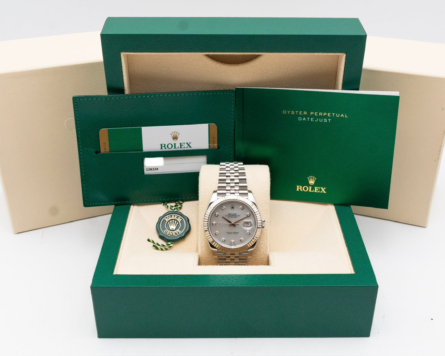 Rolex Datejust 41mm 126334 Fluted Jubille Diamond MOP Dial 2019