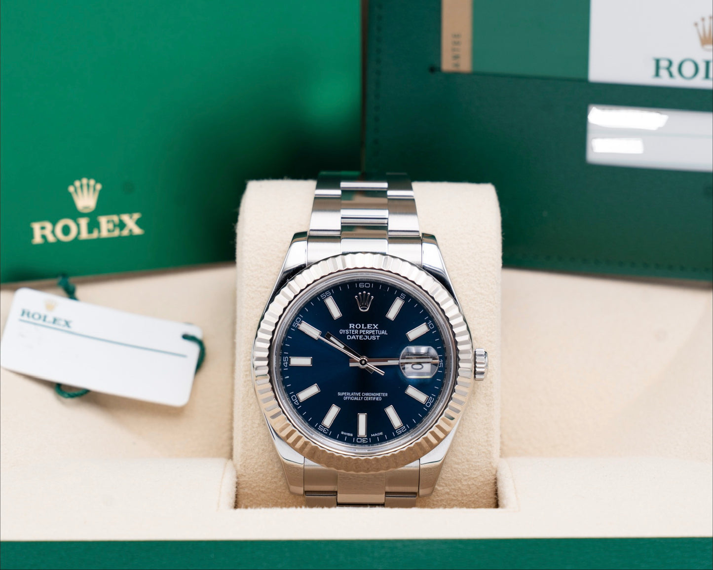 Rolex Datejust II 41mm 116334 Blue Fluted Oyster 2016