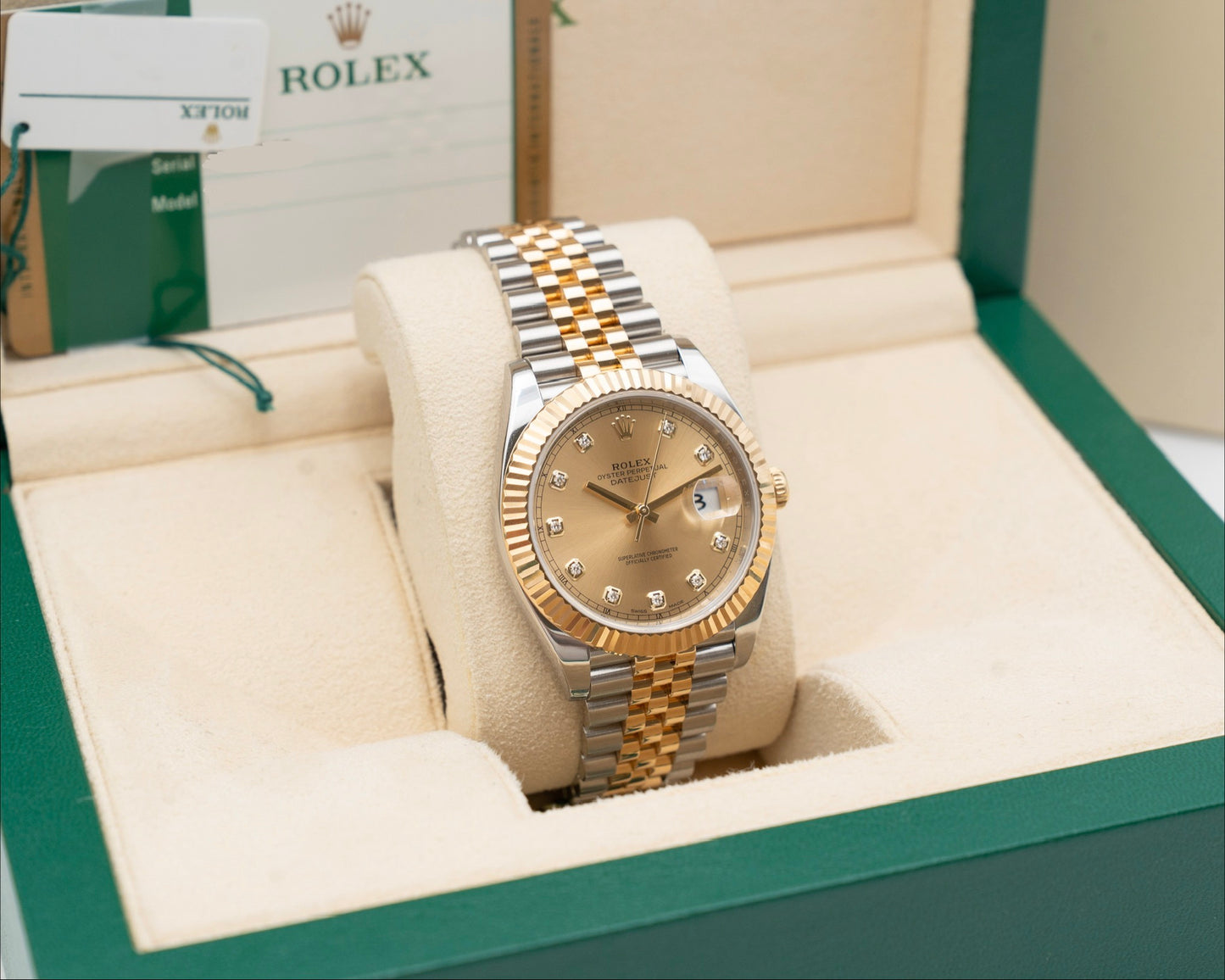 Rolex Datejust 41mm 126333 Two Tone Diamond Champagne Dial Fluted Jubilee 2016