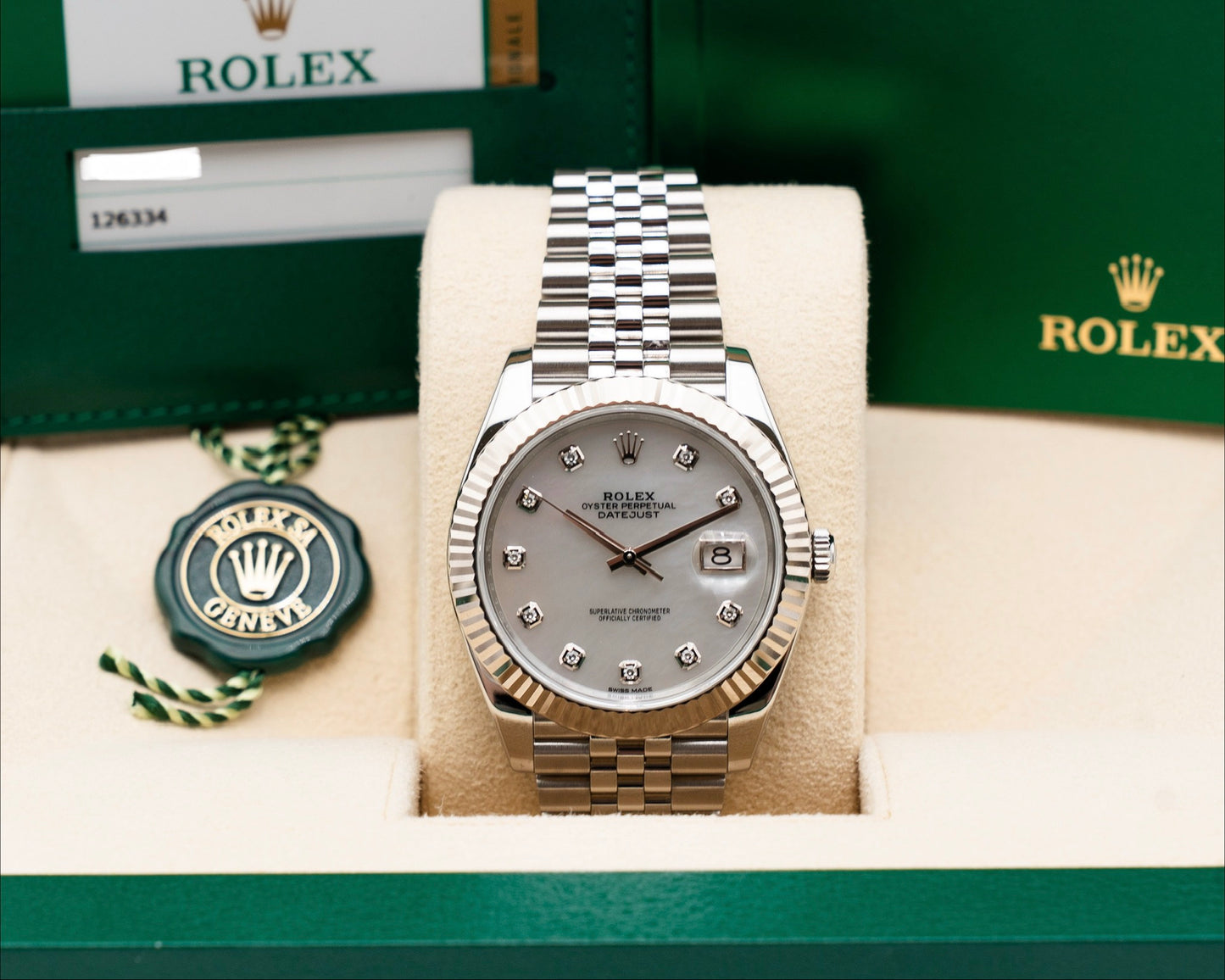 Rolex Datejust 41mm 126334 Fluted Jubille Diamond MOP Dial 2019