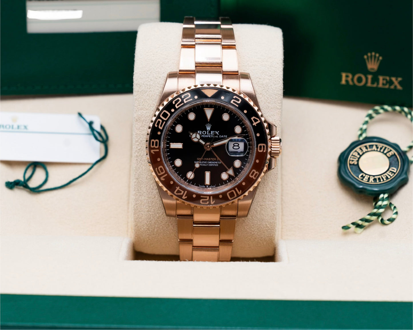 Rolex GMT-Master II 40mm 126715CHNR Full Rose Gold Rootbeer 2018