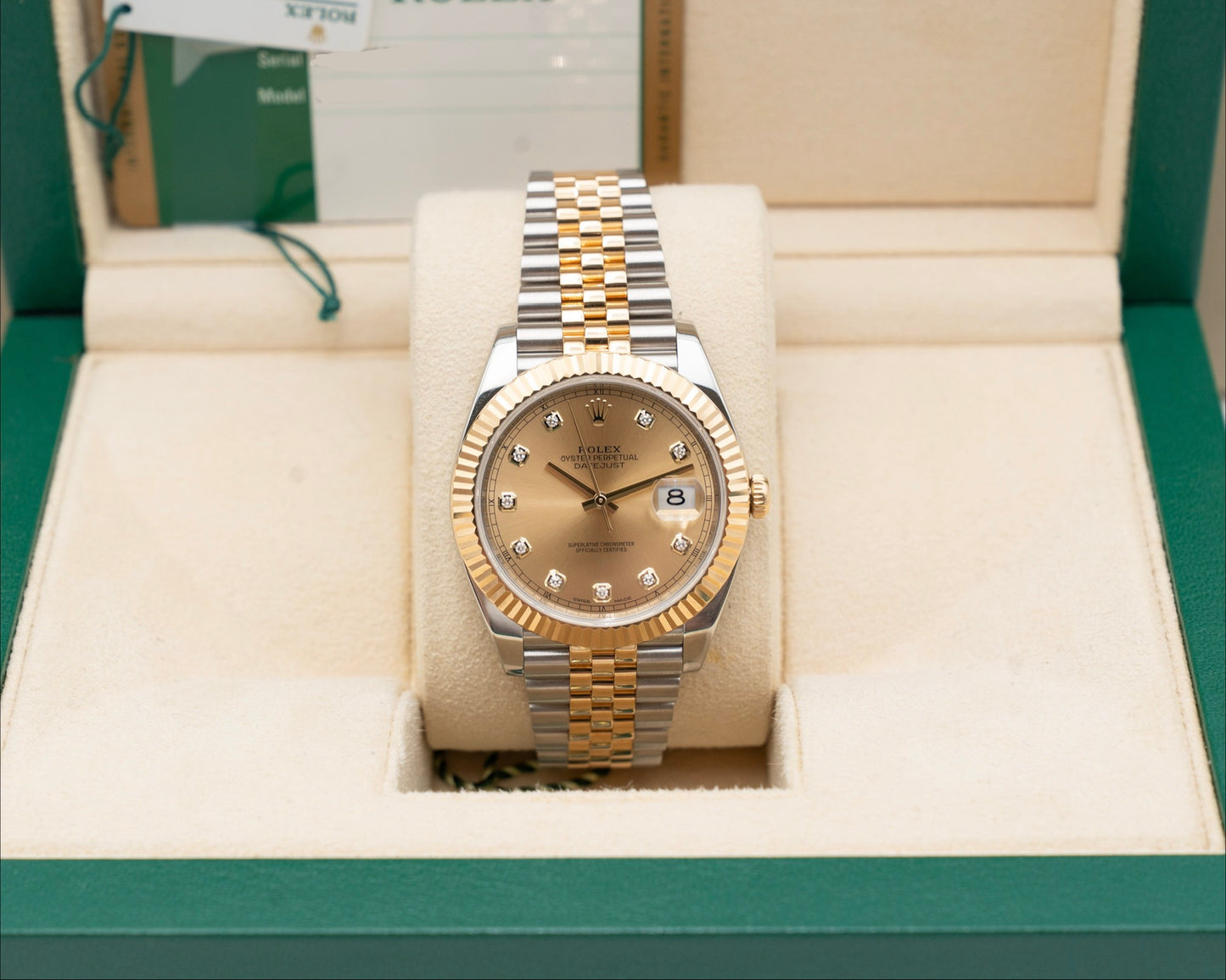 Rolex Datejust 41mm 126333 Two Tone Diamond Champagne Dial Fluted Jubilee 2016