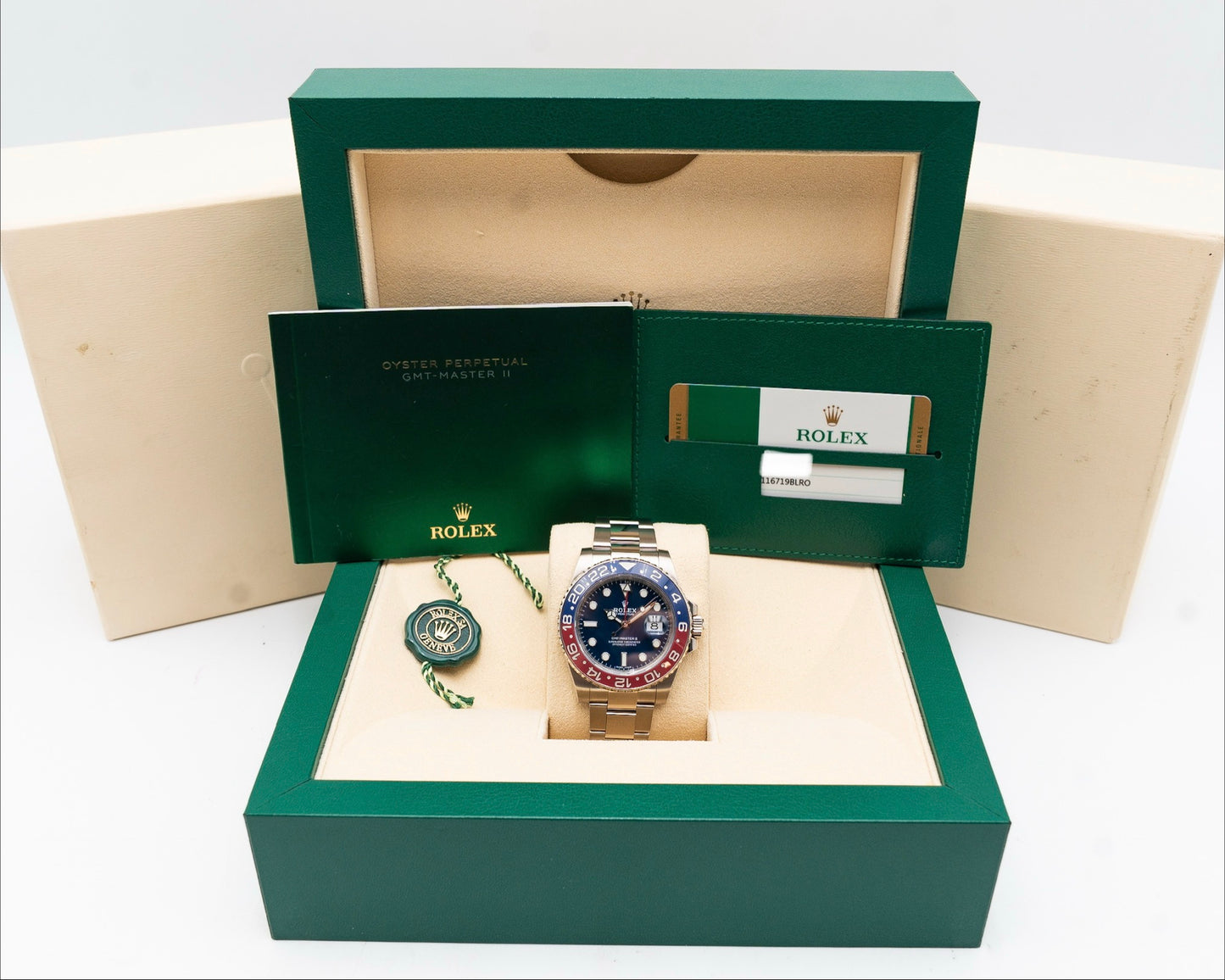 Rolex GMT Master II 40mm 116719BLRO Superman White Gold Blue Dial 2018
