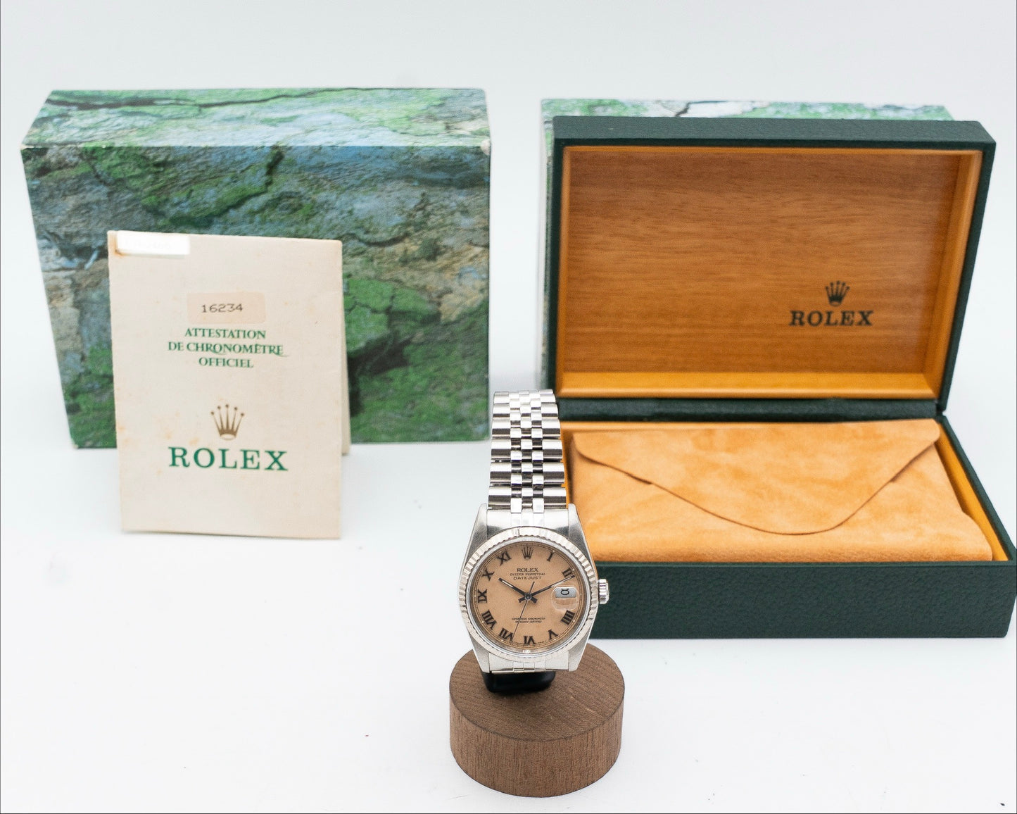 Rolex Datejust 16234 Cream Patina Roman Dial on Jubilee 1990