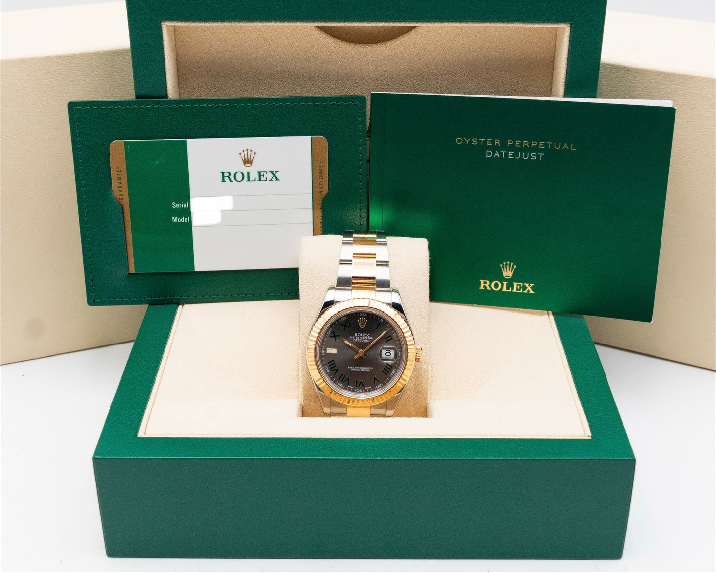 Rolex Datejust II 41mm 116333 Yellow Wimbledon on Oyster Fluted 2017