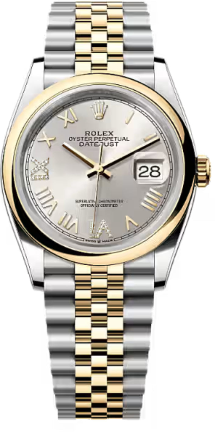 Rolex Datejust 36 Oystersteel And Yellow Gold Silver Diamond-Set Dial Jubilee Bracelet - 126203 - 2026