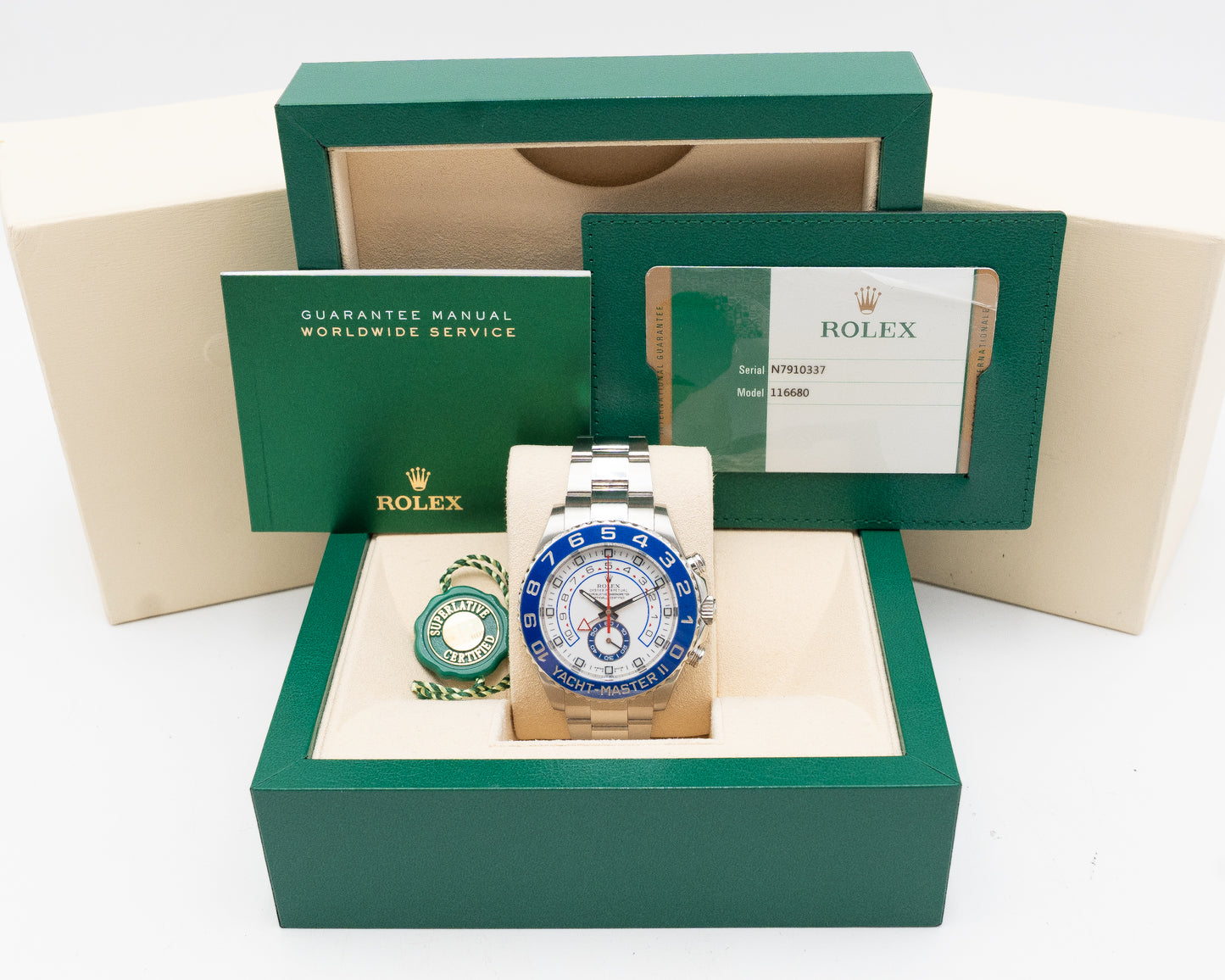 Rolex YachtMaster II 44mm 116680 White Dial 2016