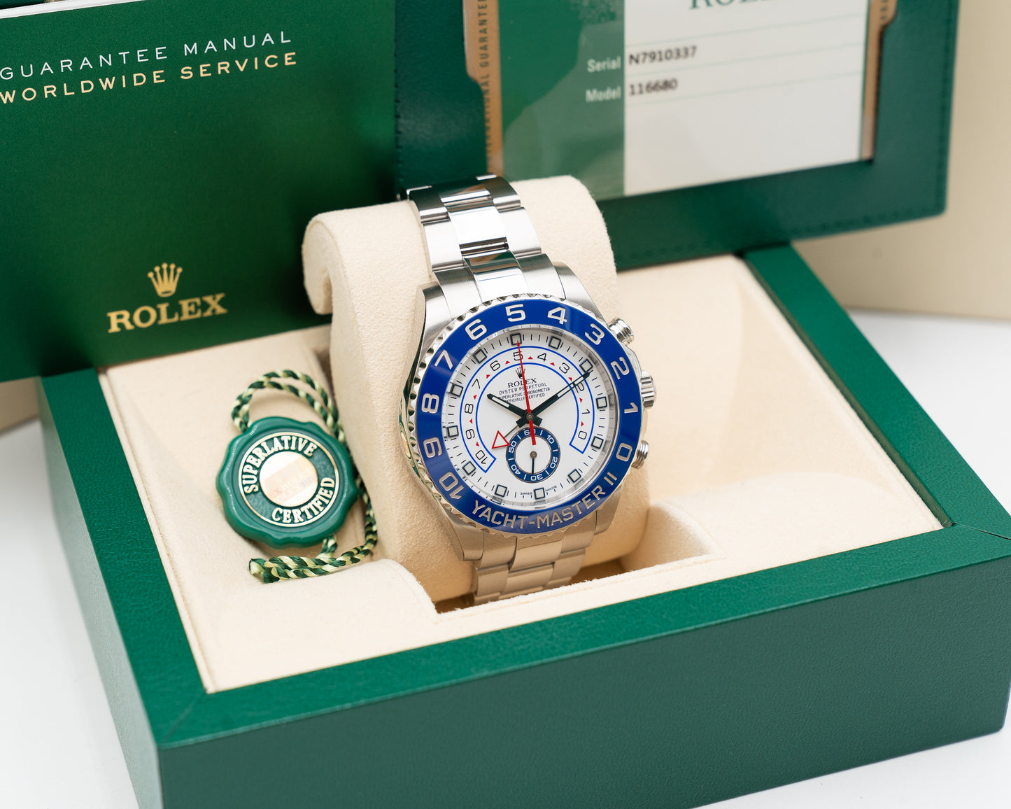 Rolex YachtMaster II 44mm 116680 White Dial 2016