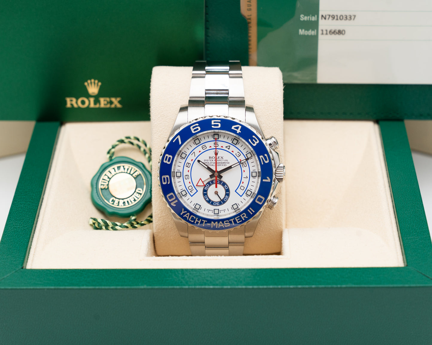 Rolex YachtMaster II 44mm 116680 White Dial 2016