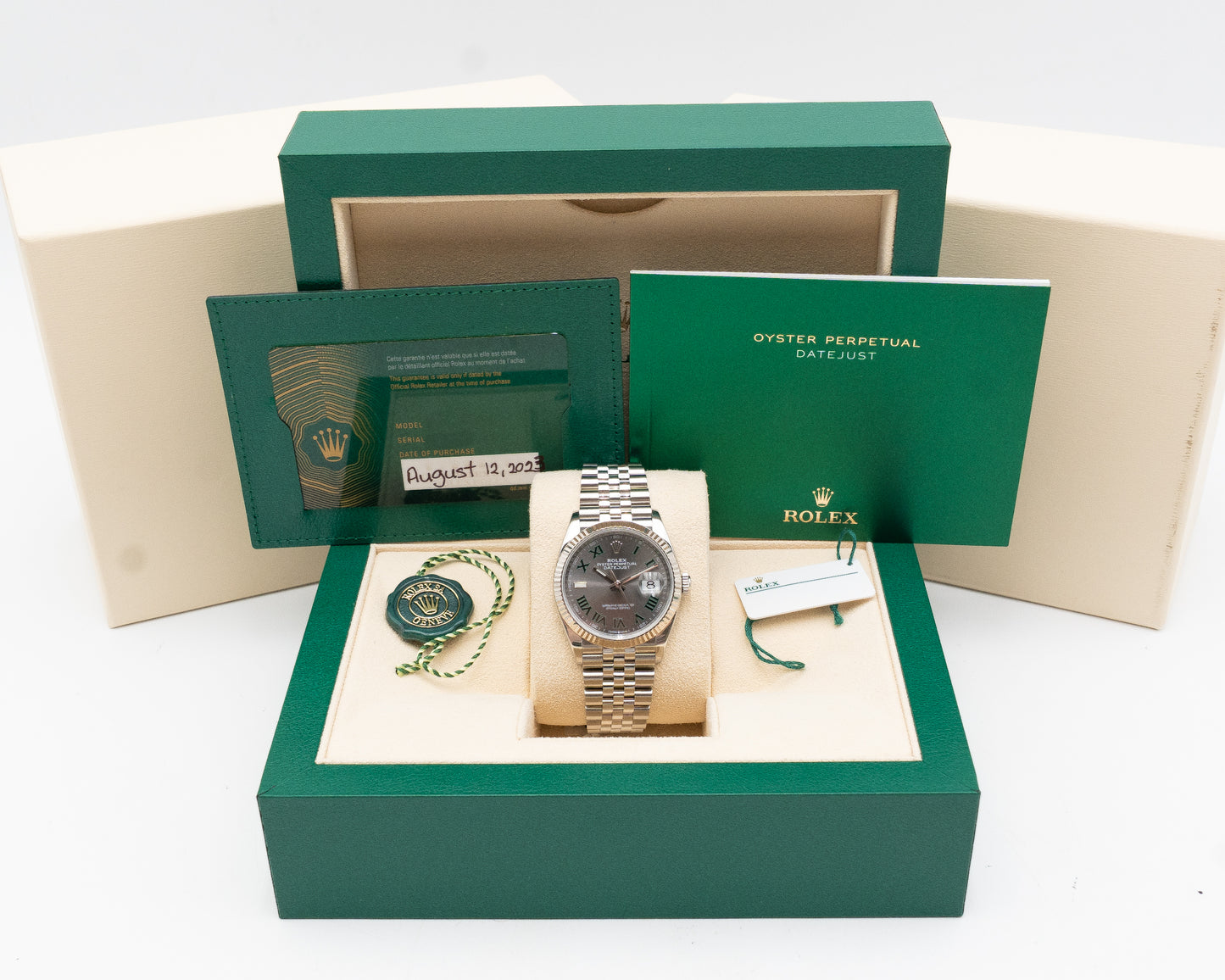 Rolex Datejust 126234 36mm Wimbledon Fluted Jubille 2023