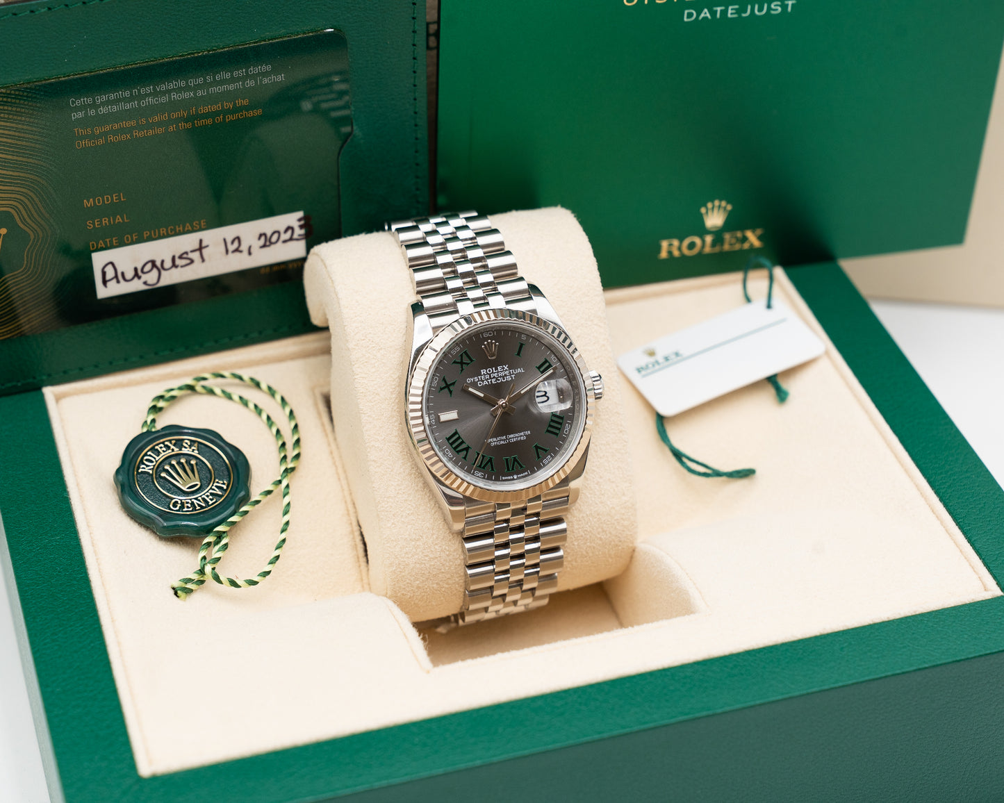 Rolex Datejust 126234 36mm Wimbledon Fluted Jubille 2023