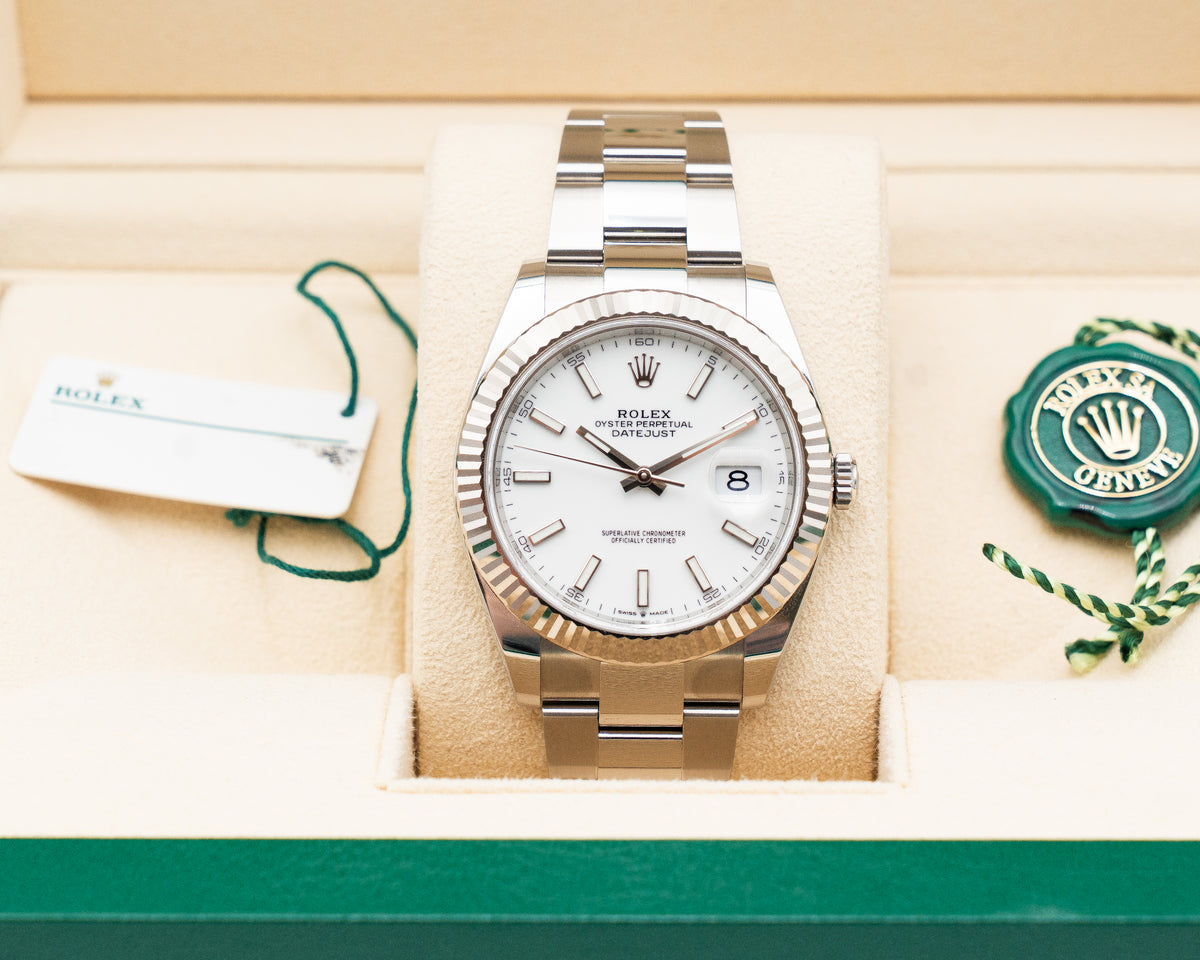Rolex Datejust 41mm 126334 White Stick Dial Fluted Oyster 2021