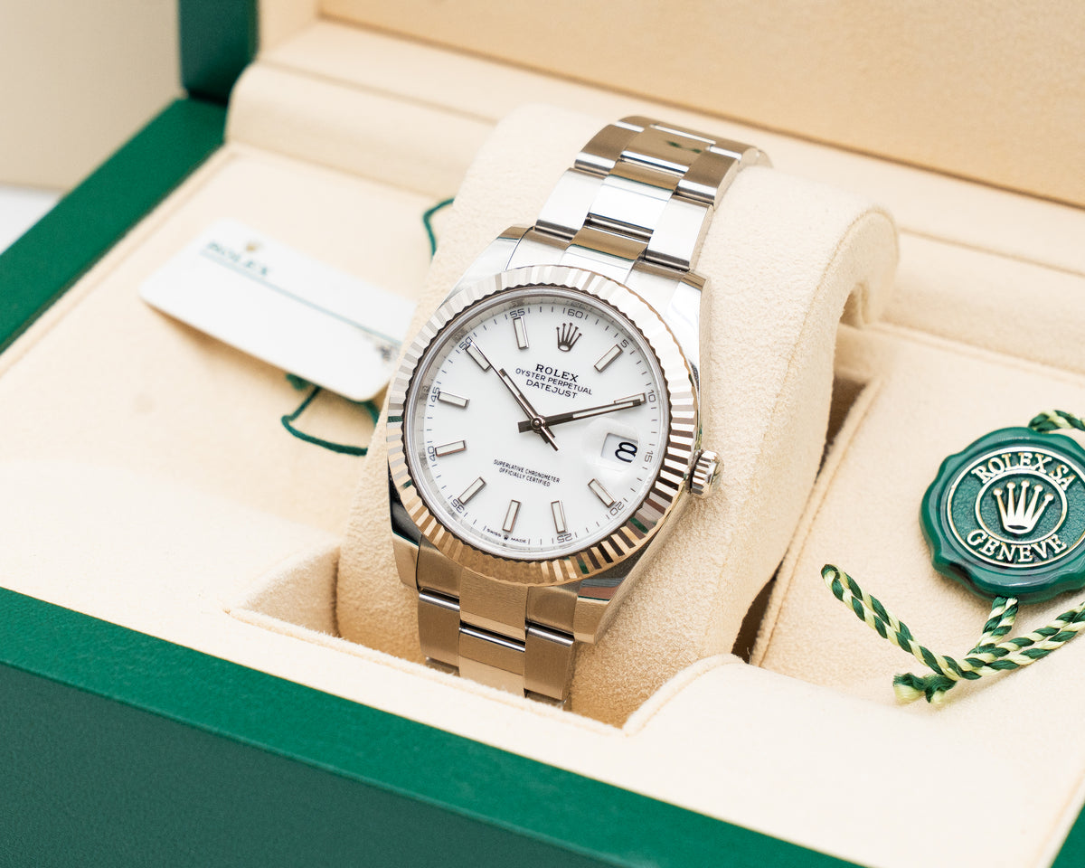 Rolex Datejust 41mm 126334 White Stick Dial Fluted Oyster 2021
