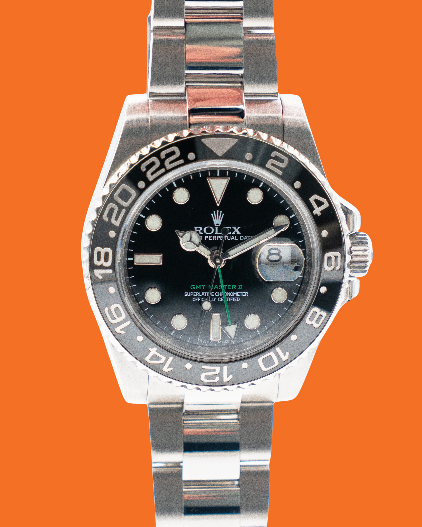 Rolex Steel GMT Master II 40mm 116710LN Black Green Arrow 2010