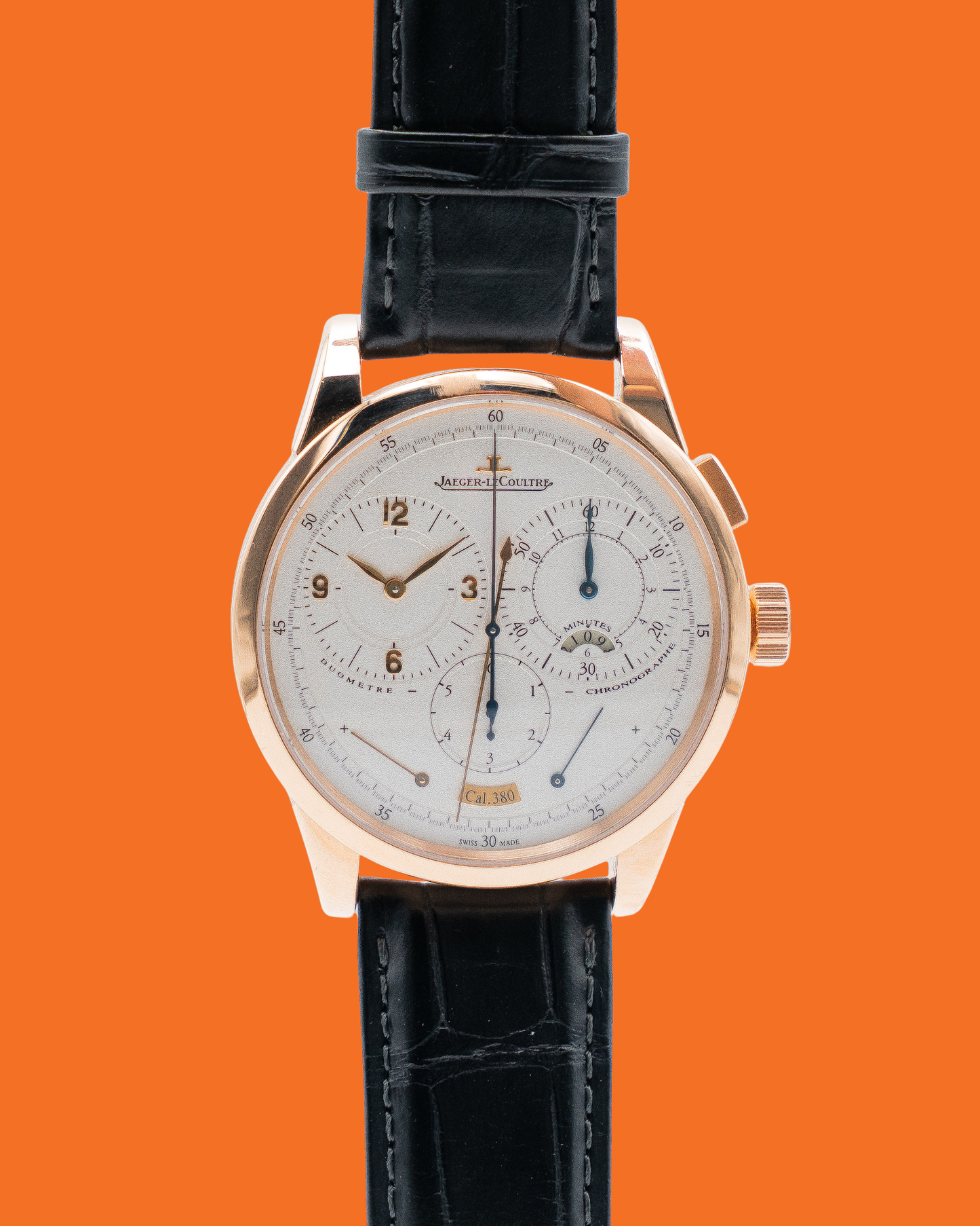 Jaeger leCoultre Duometre Chronographe 42mm Rose Gold White Dial 2025 Service Papers