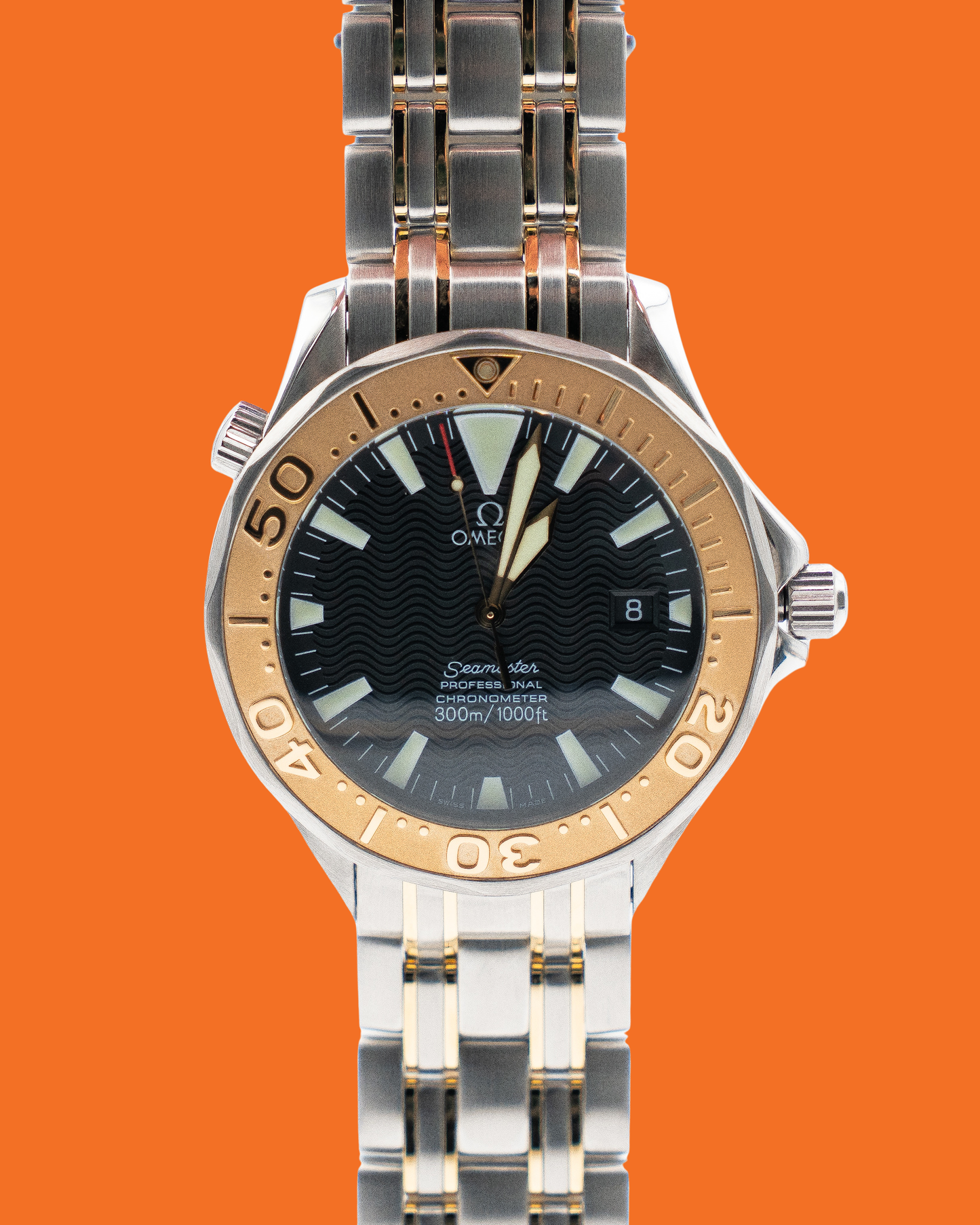 Omega Seamaster Diver 300M Automatic 41mm 2455.50.00 Black Dial Yellow Gold and Stainless Steel