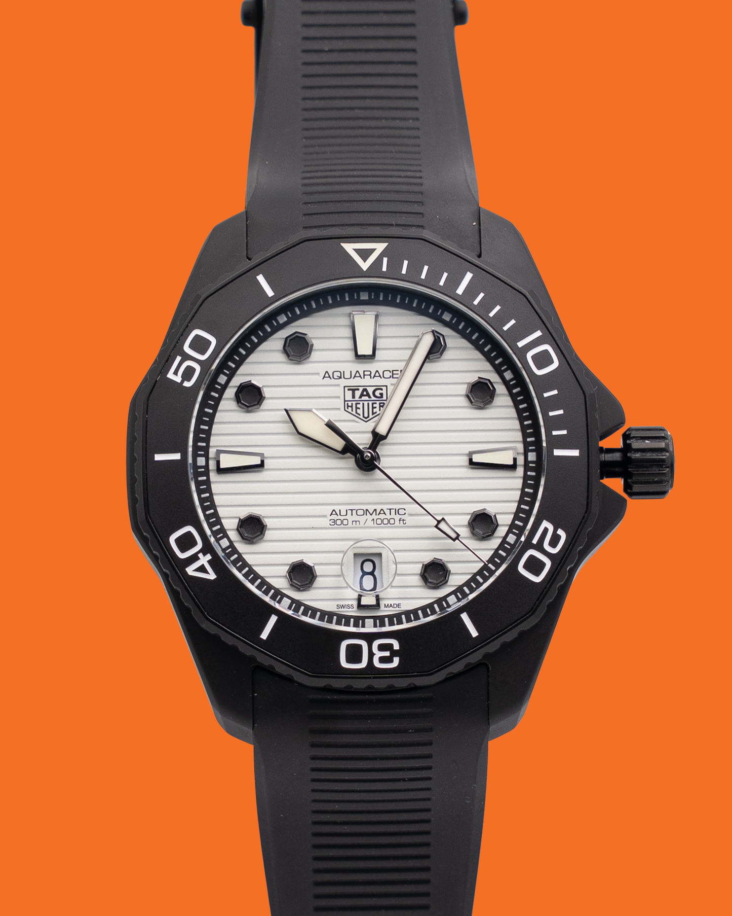 Tag Huer Aquaracer Professional 300 Date 43mm WBP201D White Dial Black DLC Coated Case 2023