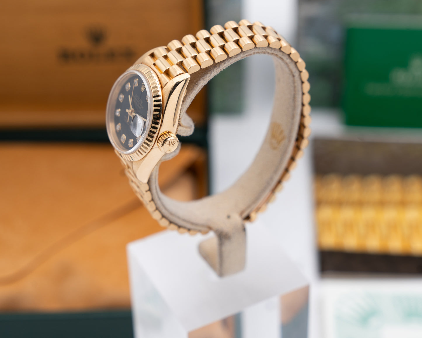Rolex President 26mm 69178 Yellow Gold Black Diamond Dial 1998
